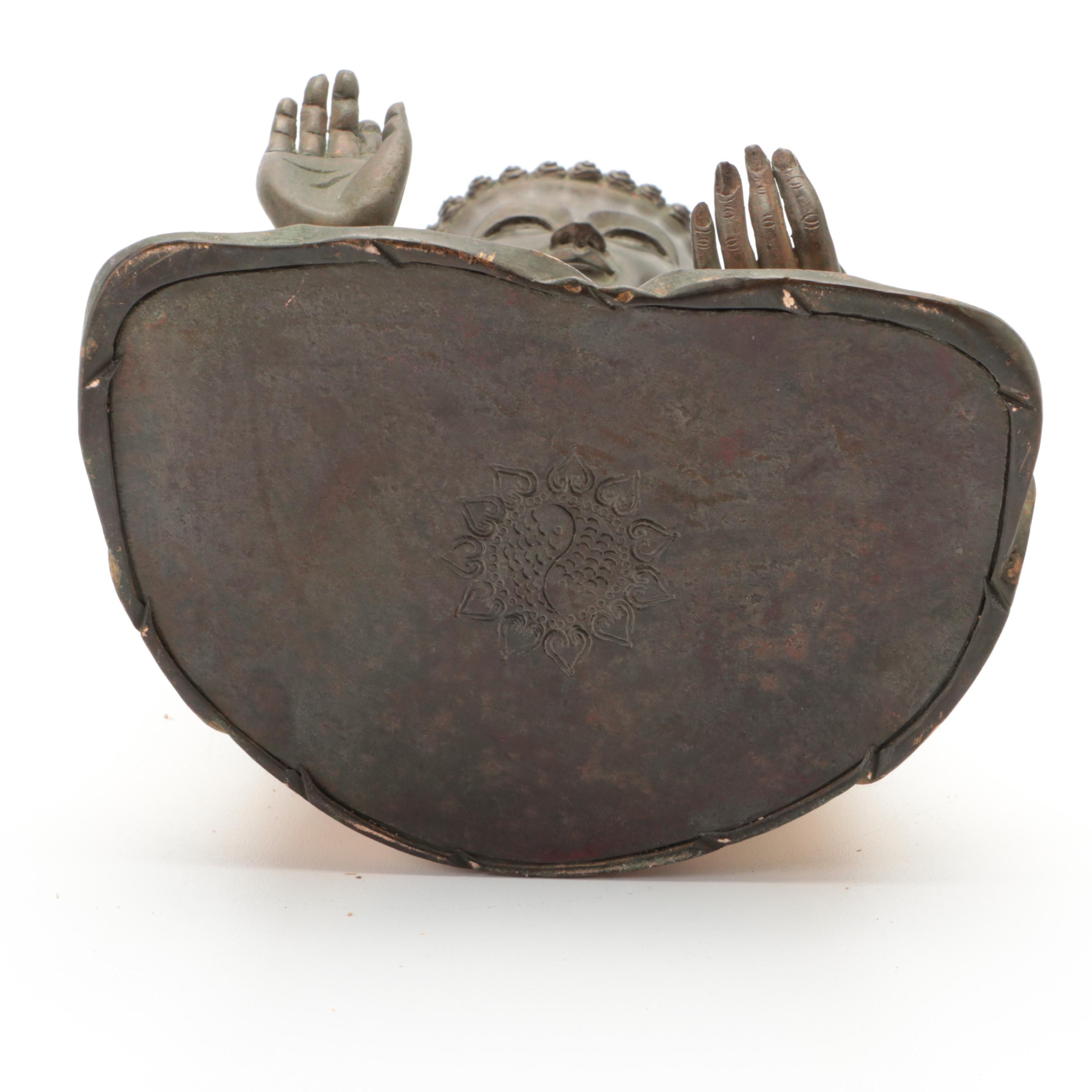 Chinese Buddhist Gilt Bronze Sculpture of Buddha in Abhaya Mudra