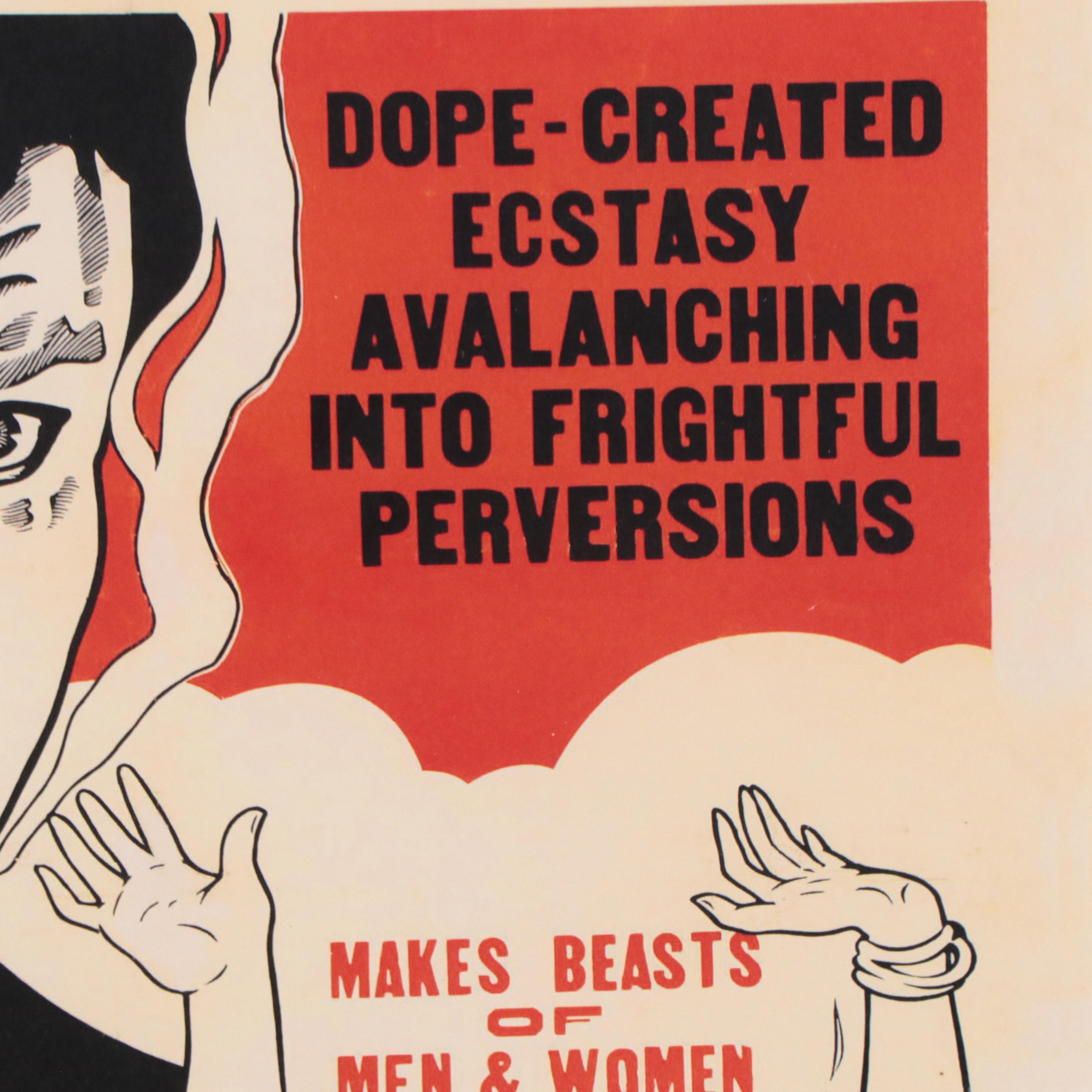 Offset Lithograph of Cannabis Propaganda Poster "The Burning Question"
