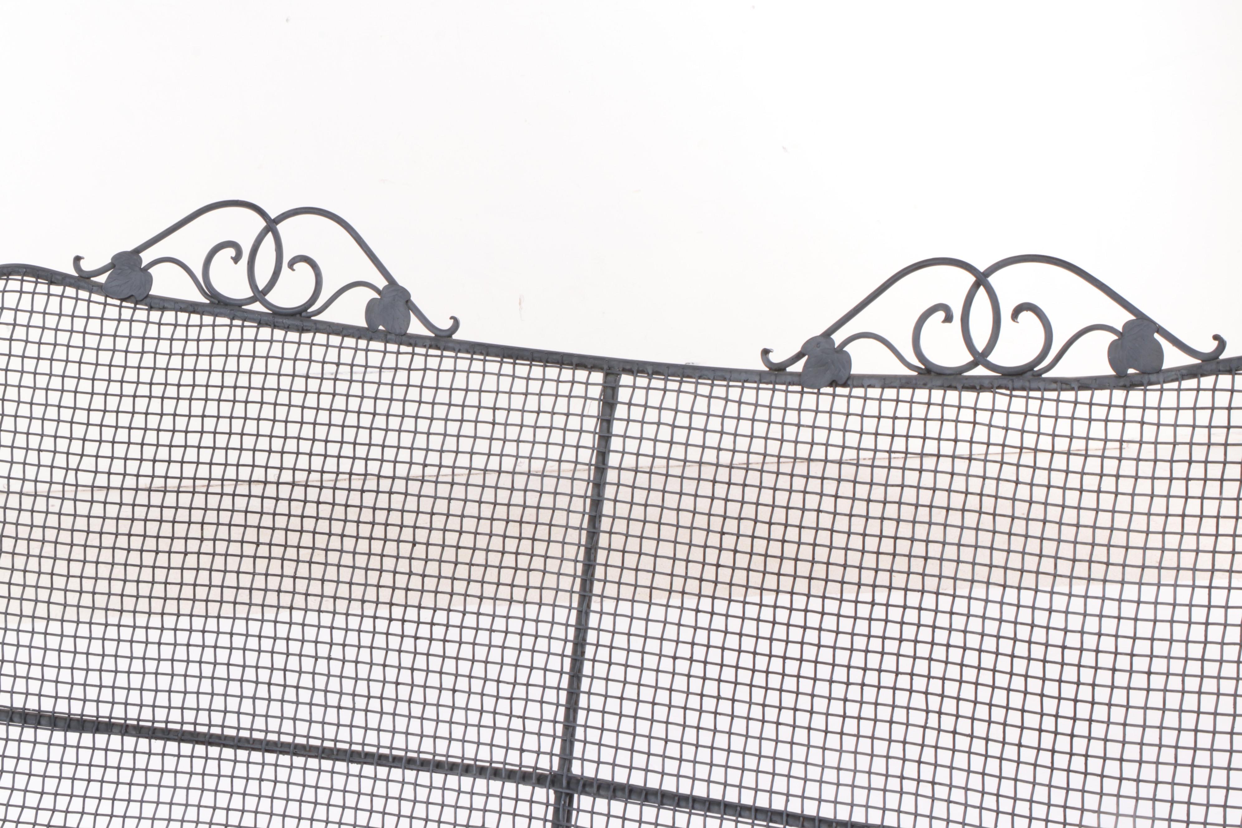 Wrought Iron and Metal Mesh Patio Loveseat, Mid to Late 20th Century