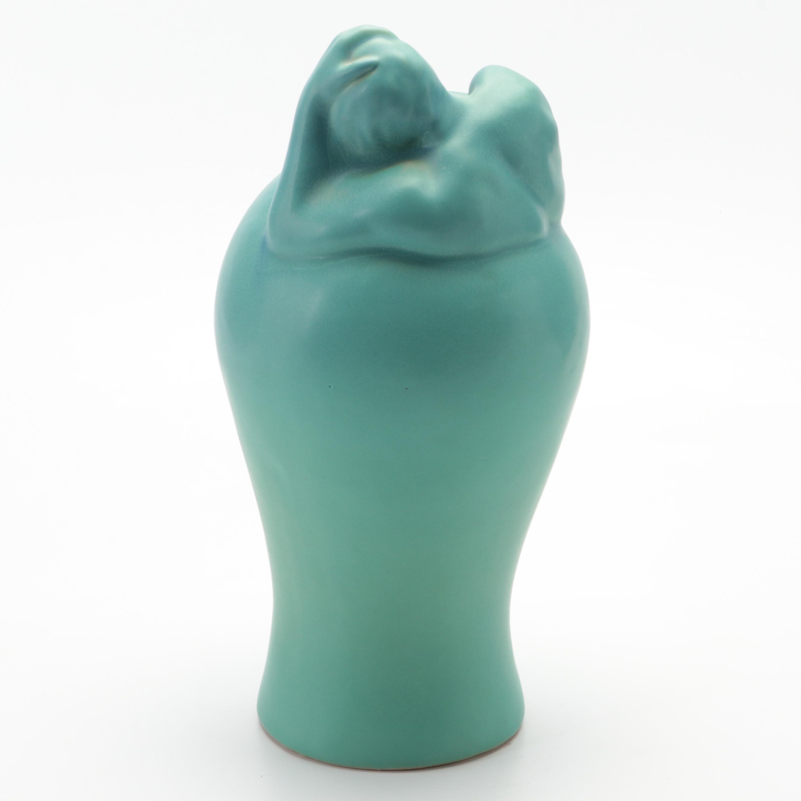 Van Briggle Pottery Ming Blue "Despondency" Vase, Late 20th Century