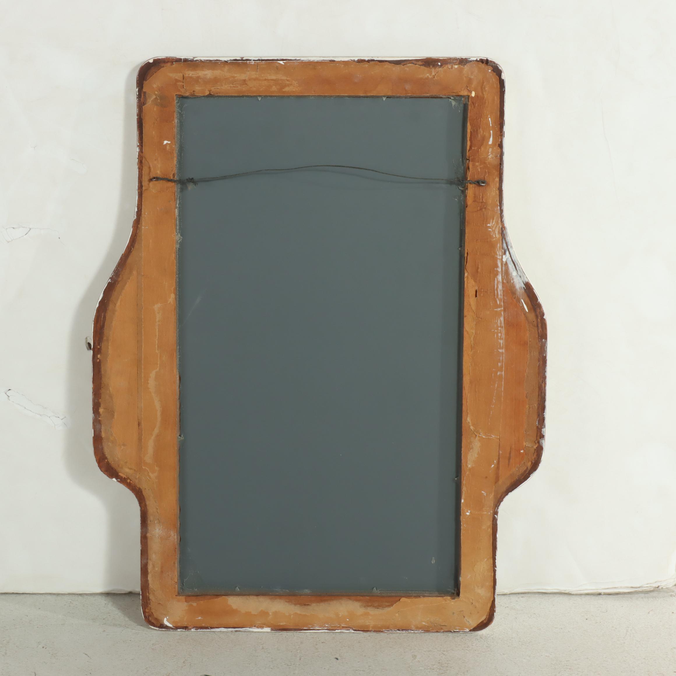 White-Painted and Relief-Carved Wall Mirror, 20th Century