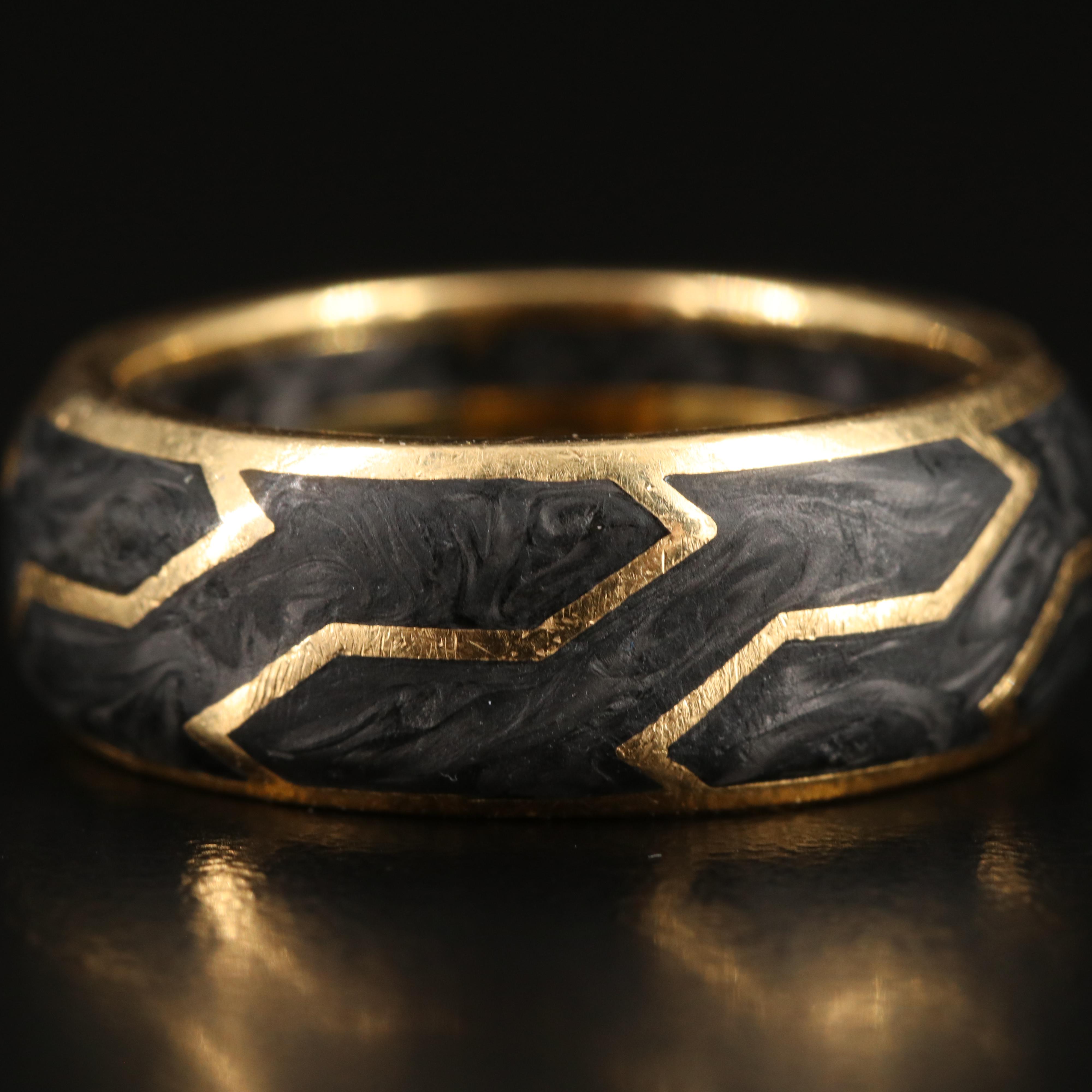 David Yurman Forged Carbon Band with 18K Gold Accents