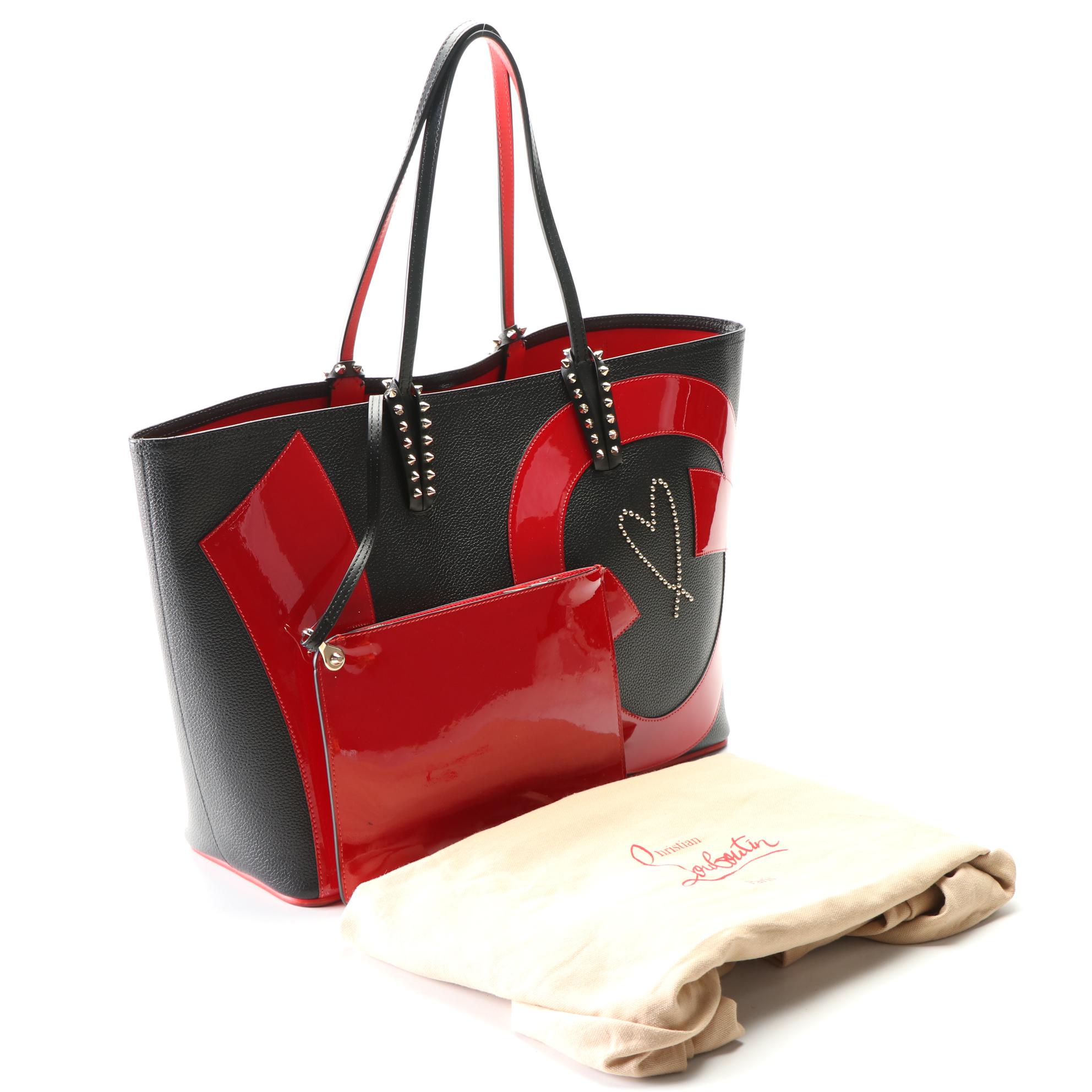 Christian Louboutin Large Cabata Love Tote in Grained Leather/Patent Leather