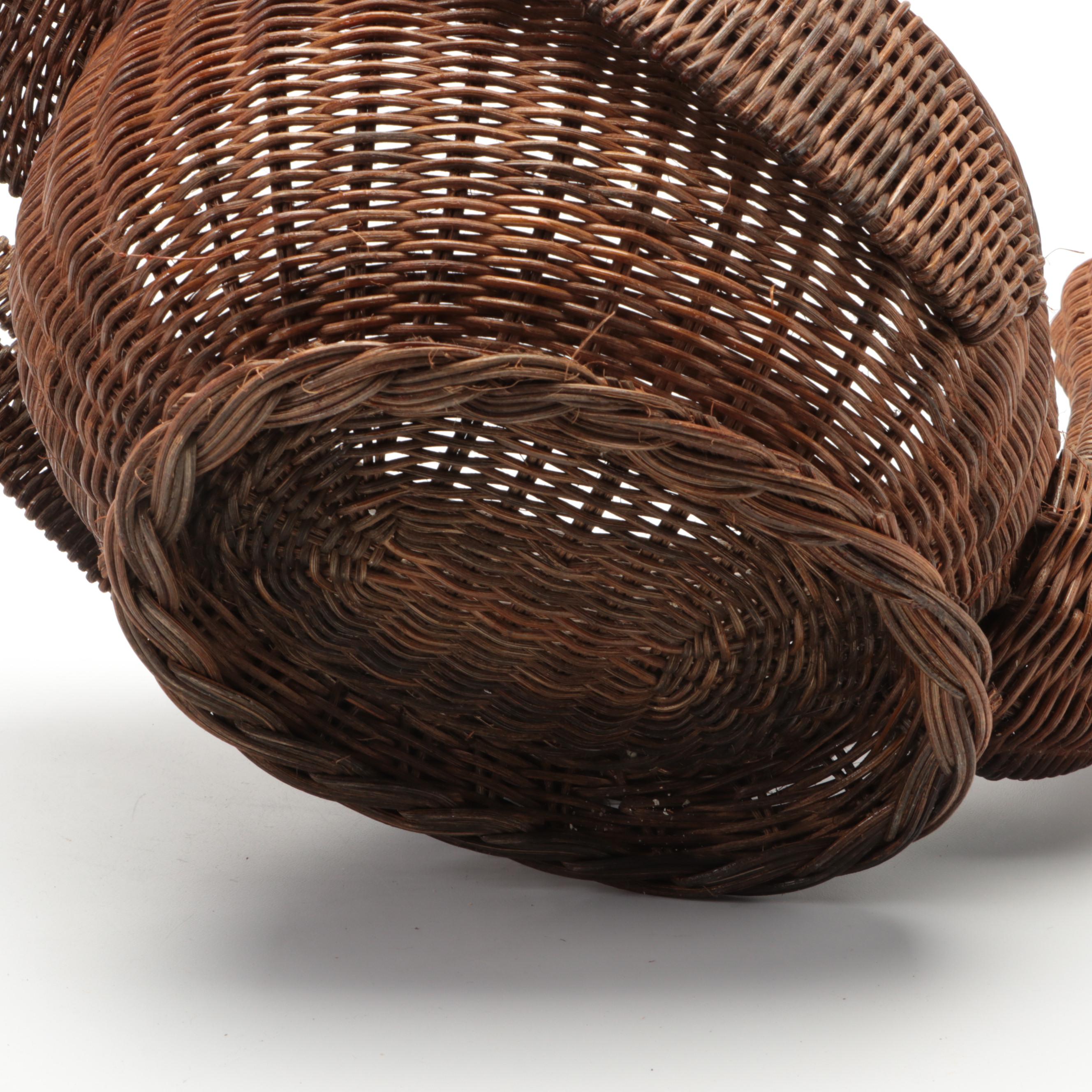 Wicker Woven Rattan Goose and Duck Baskets With Bamboo Chicken Basket