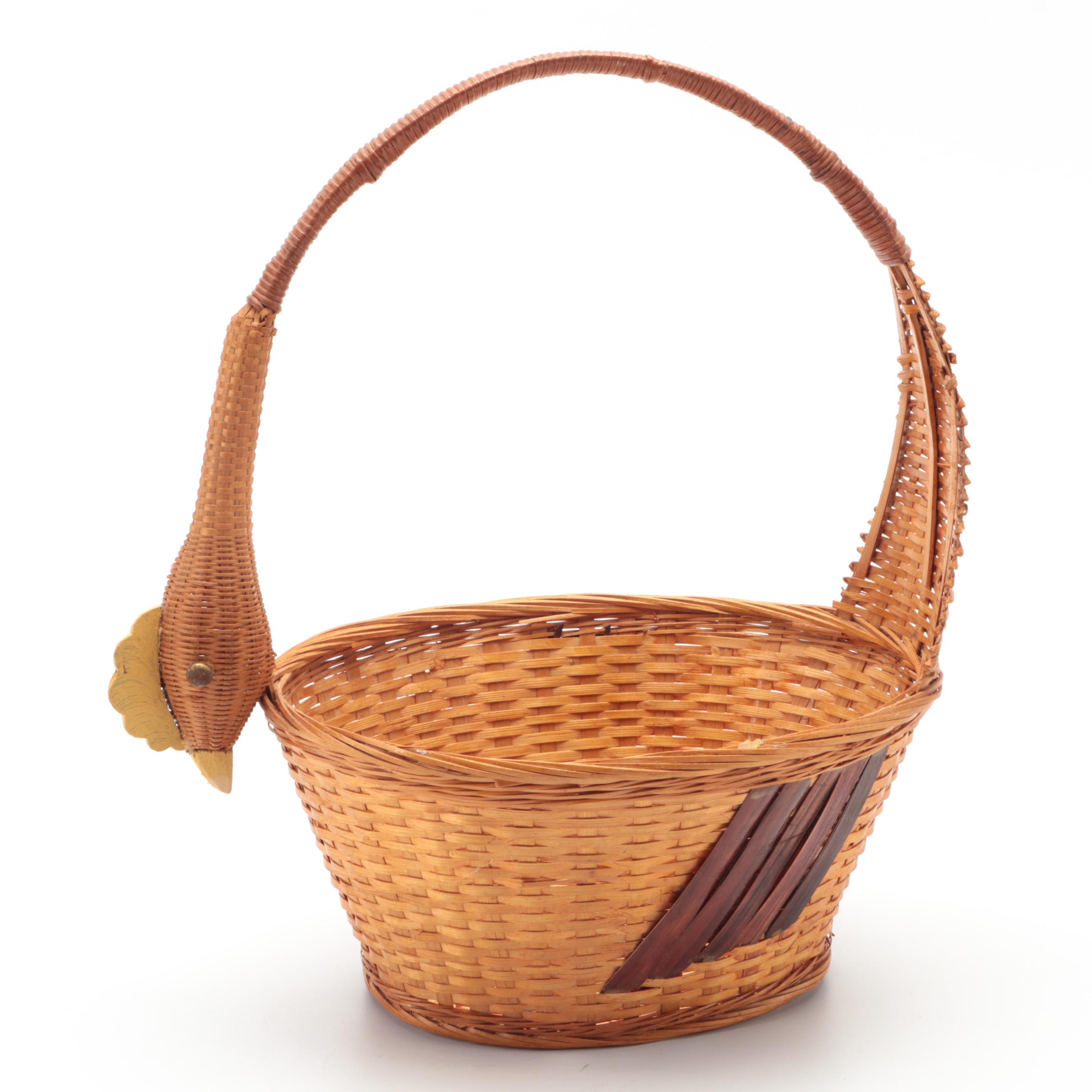 Wicker Woven Rattan Goose and Duck Baskets With Bamboo Chicken Basket