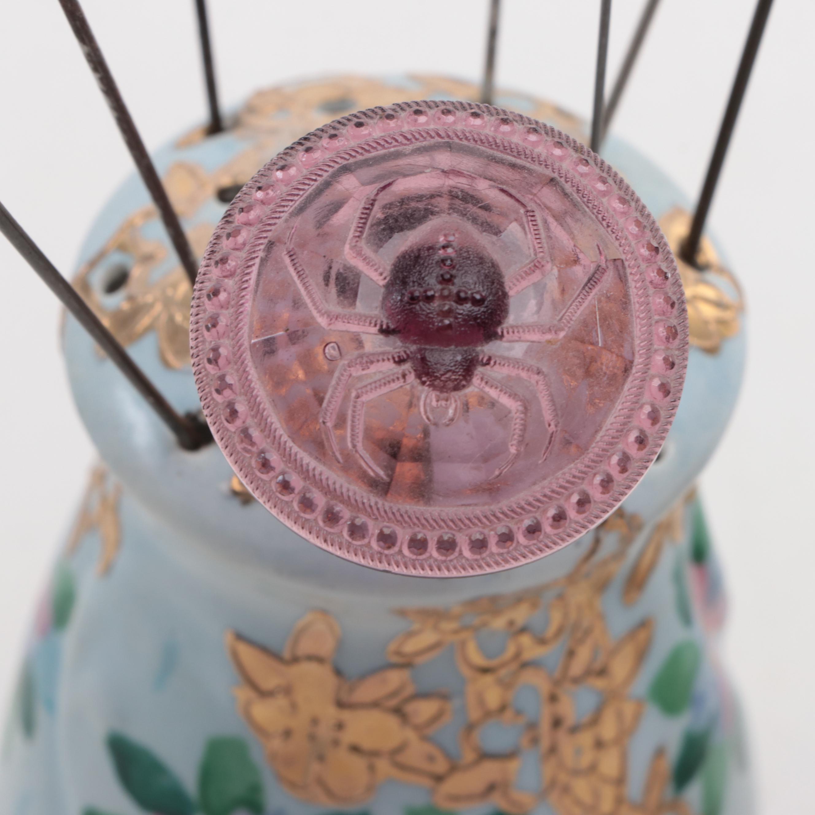 Morimura Brothers and Other Floral Motif Porcelain Hatpin Holders with Hatpins