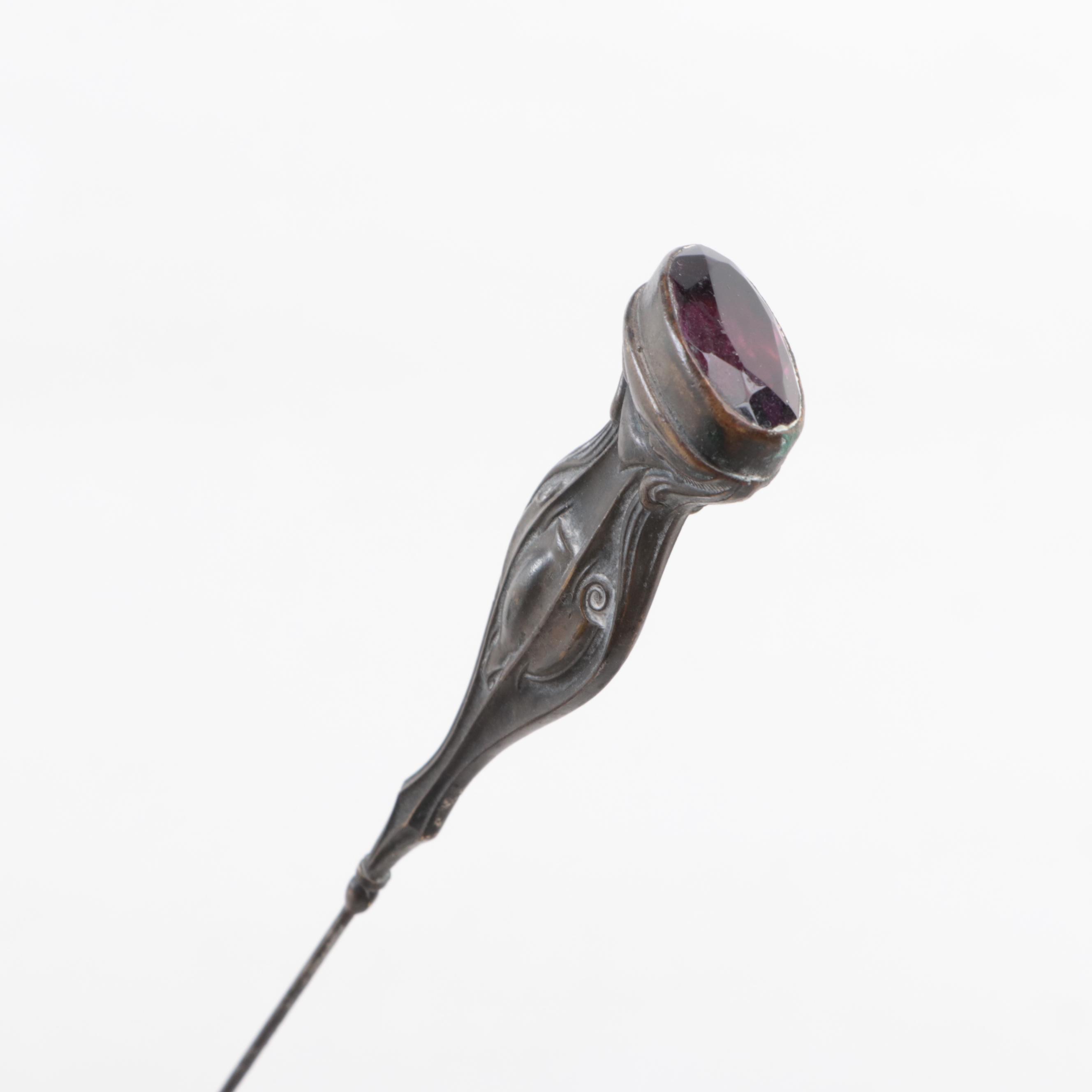 Morimura Brothers and Other Floral Motif Porcelain Hatpin Holders with Hatpins