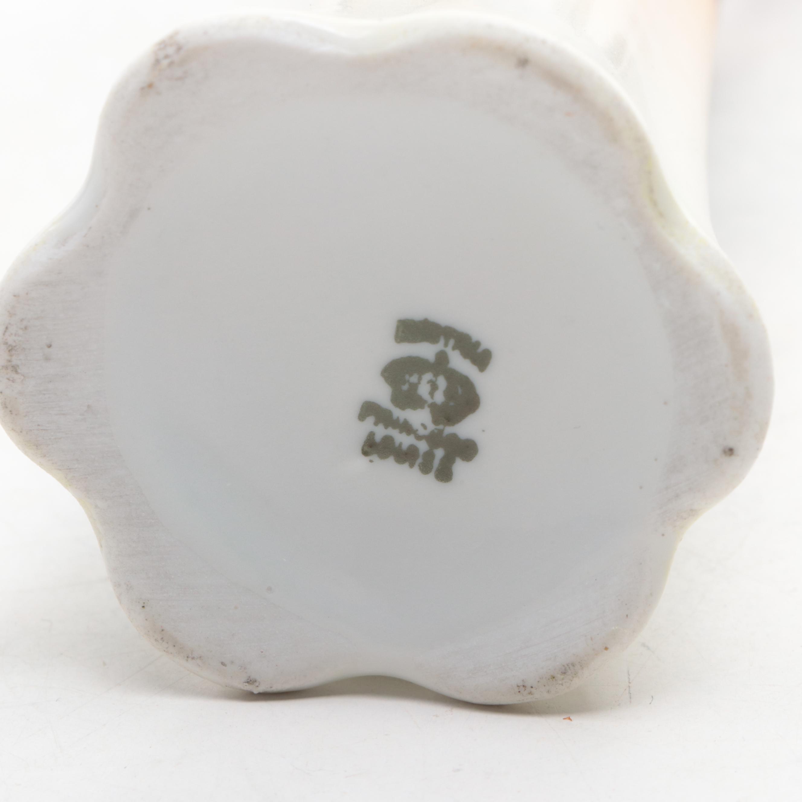 Morimura Brothers and Other Floral Motif Porcelain Hatpin Holders with Hatpins