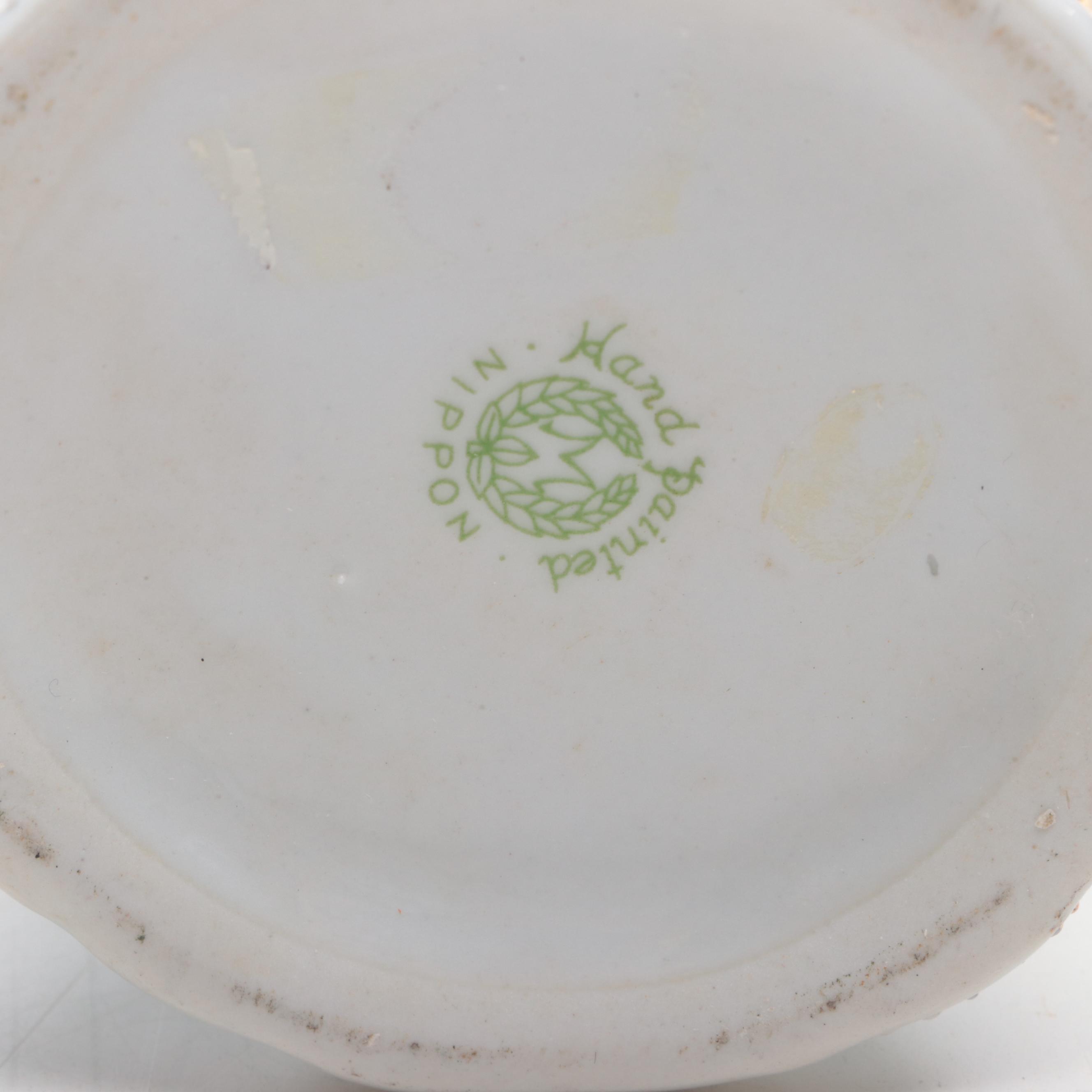 Morimura Brothers and Other Floral Motif Porcelain Hatpin Holders with Hatpins