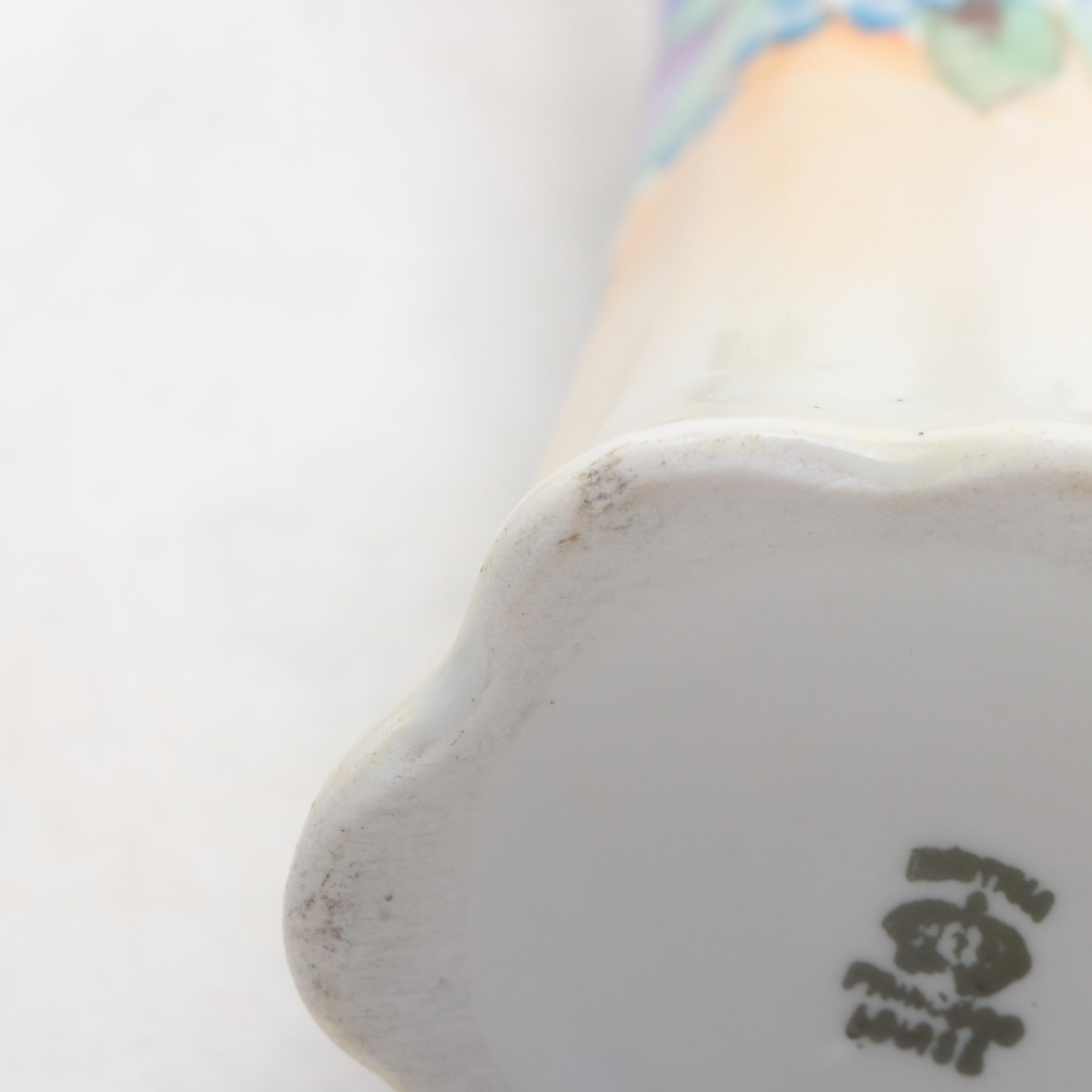 Morimura Brothers and Other Floral Motif Porcelain Hatpin Holders with Hatpins