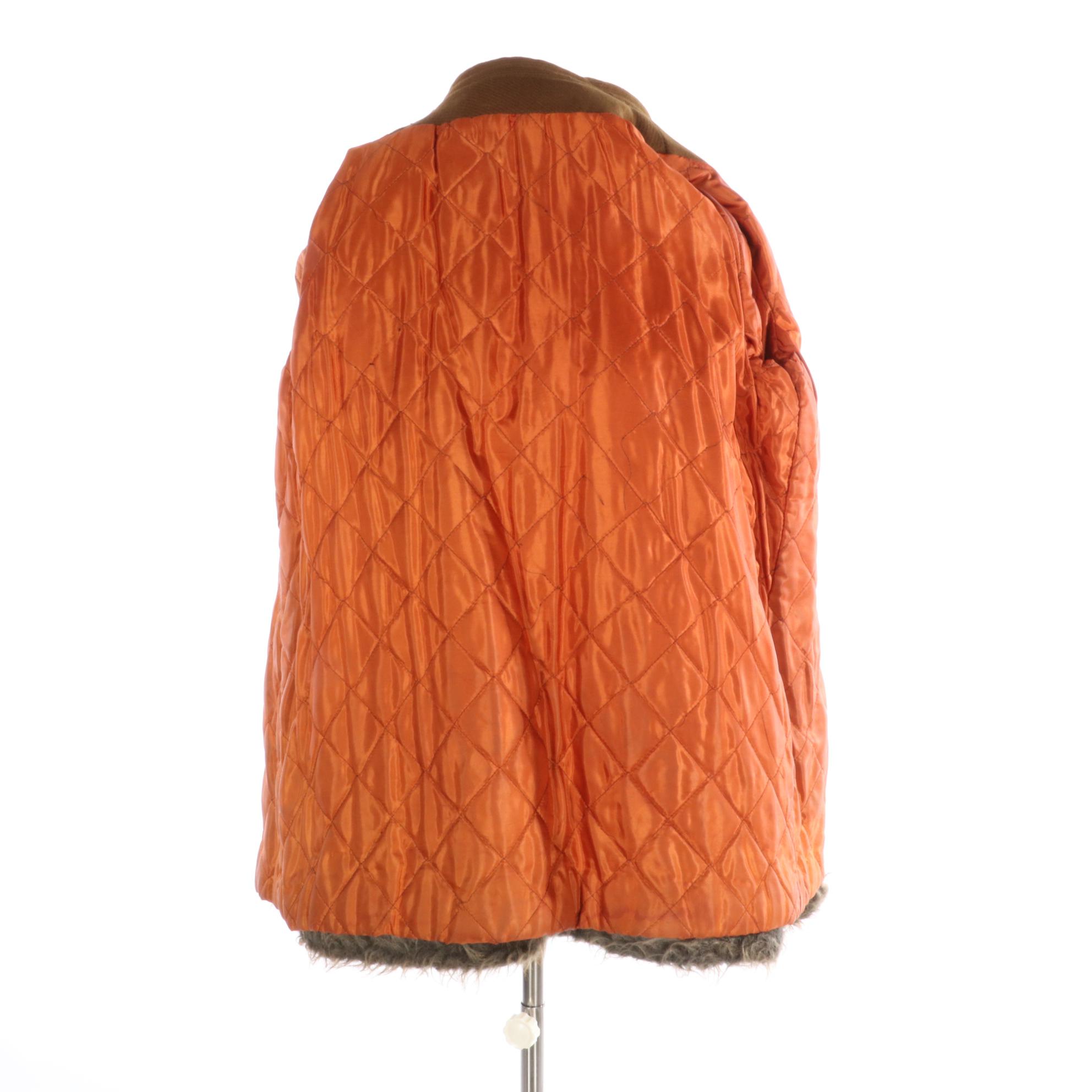 Faux Fur and Wool Double-Breasted Coat