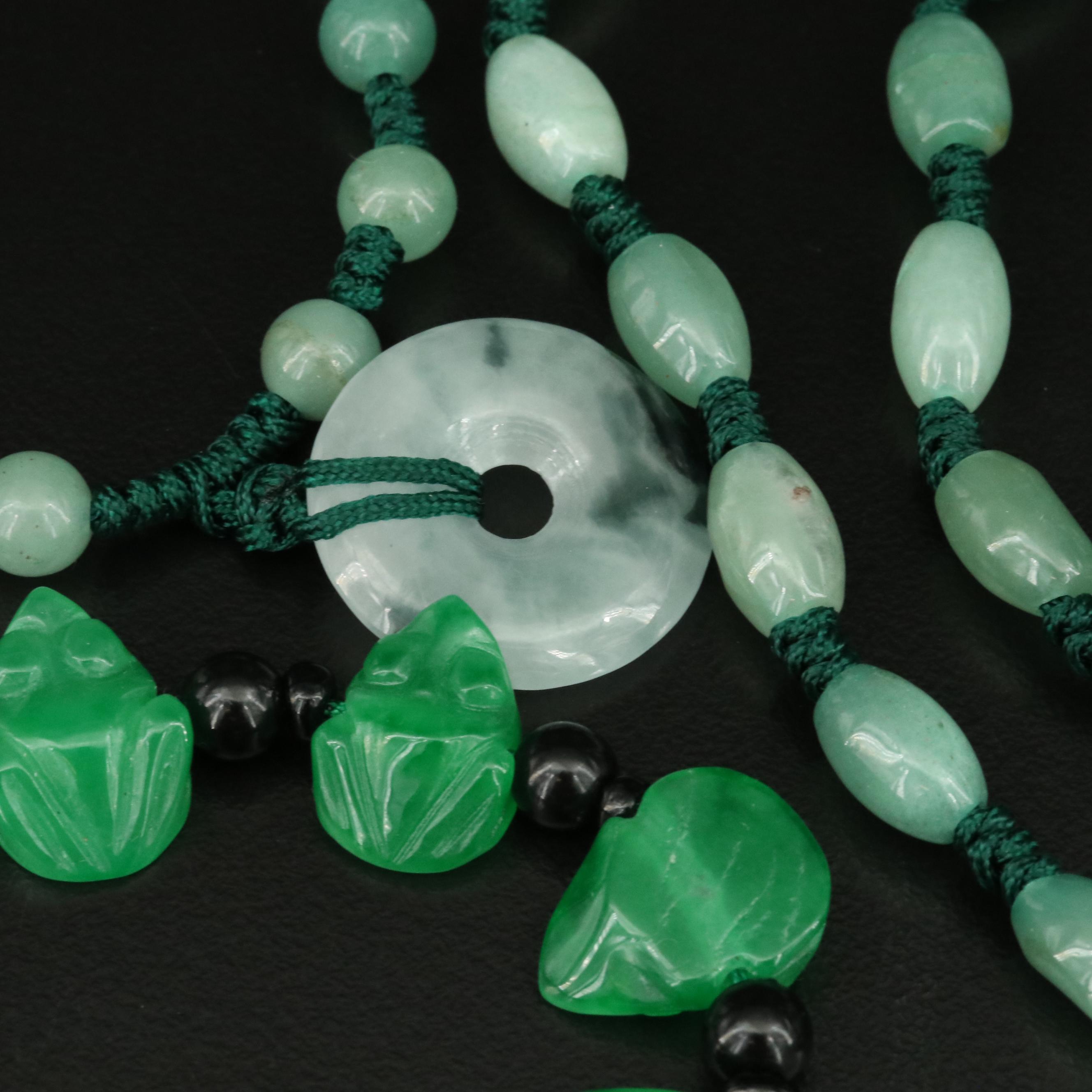 Jewelry Grouping Including "Good Fortune" Frog Bracelet and Necklaces