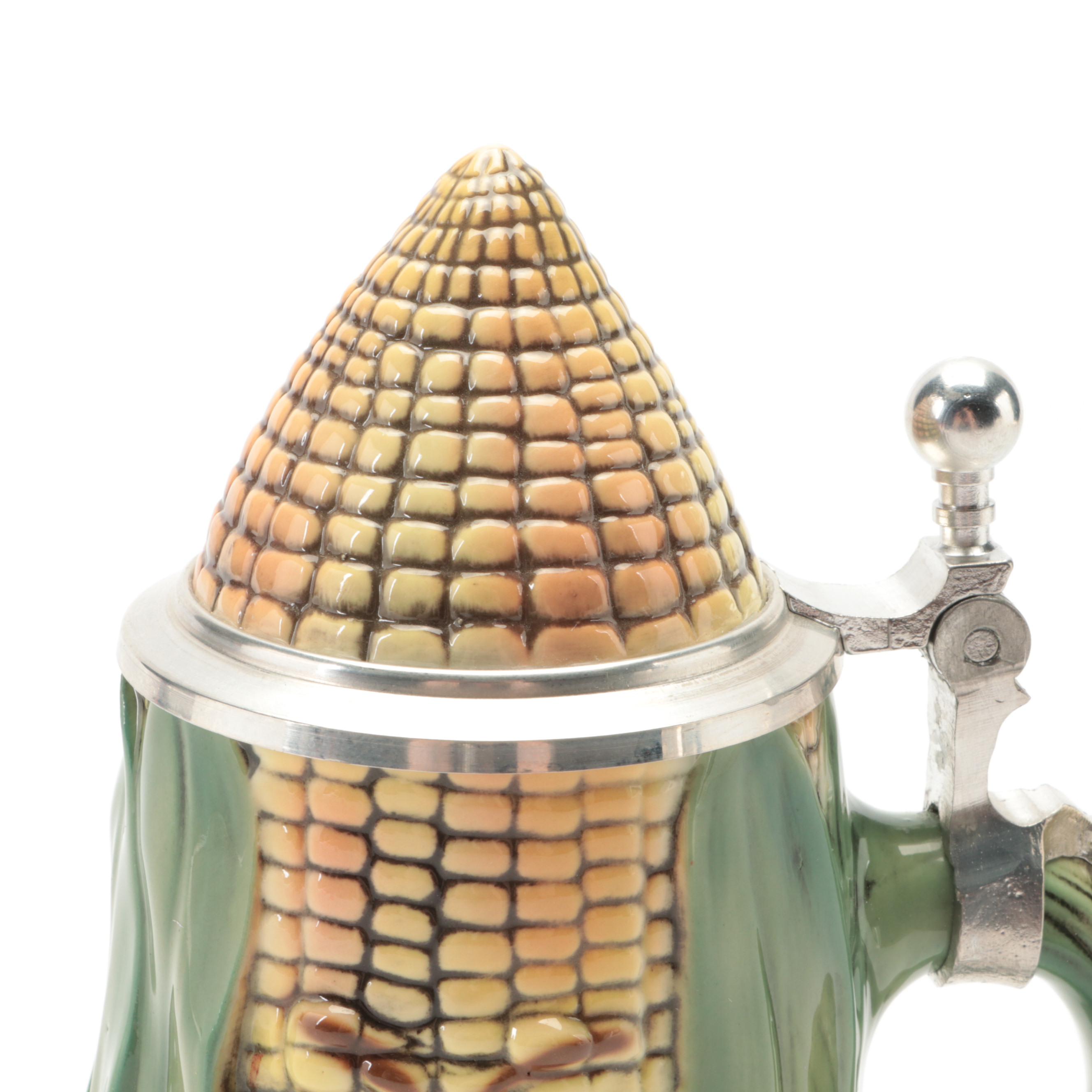 Albert Stahl German Ceramic Character Corn Cob Lidded Stein