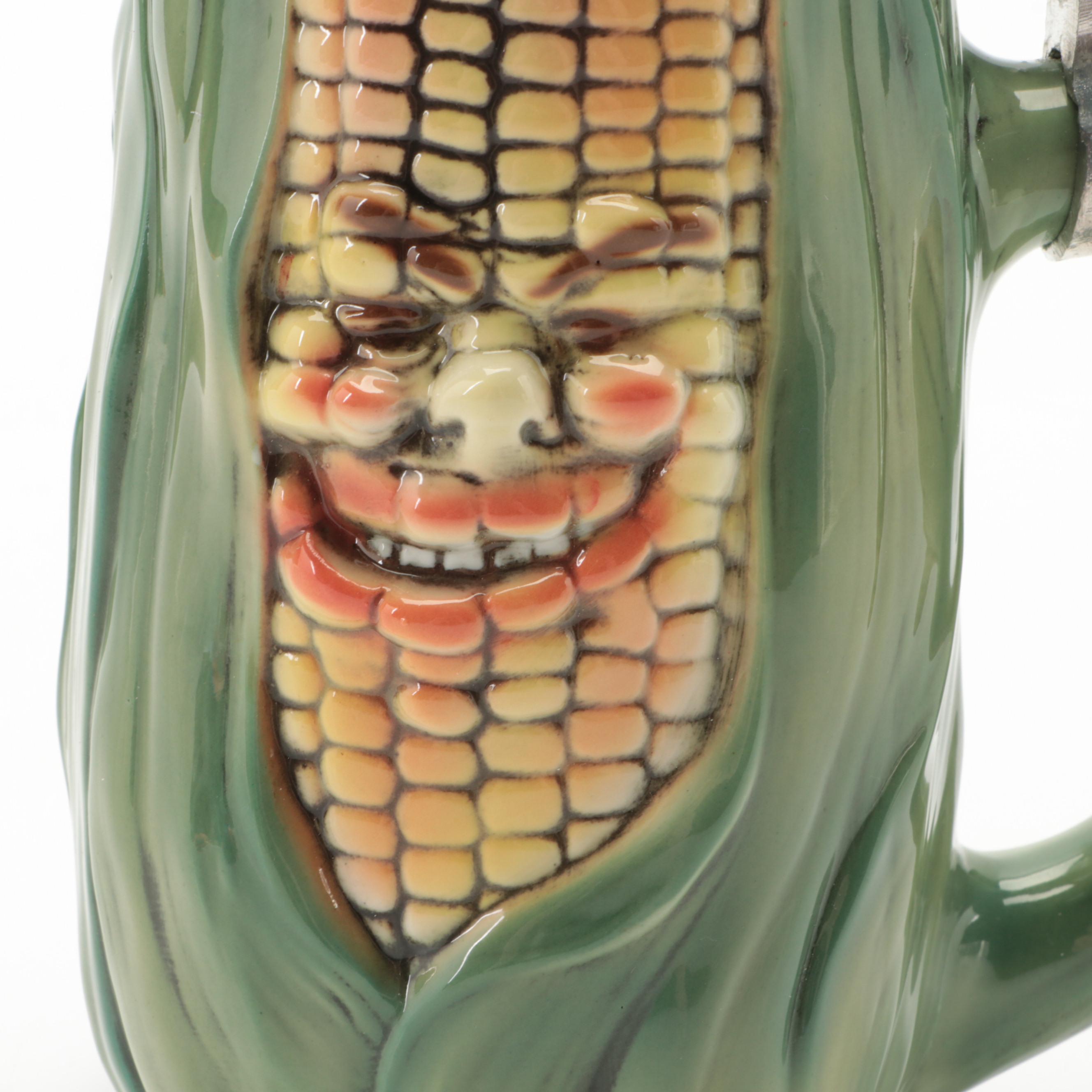 Albert Stahl German Ceramic Character Corn Cob Lidded Stein