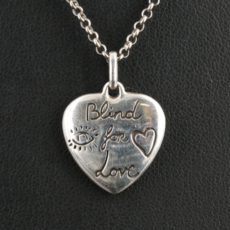 Gucci "Blind for Love" Sterling Heart Pendant Necklace