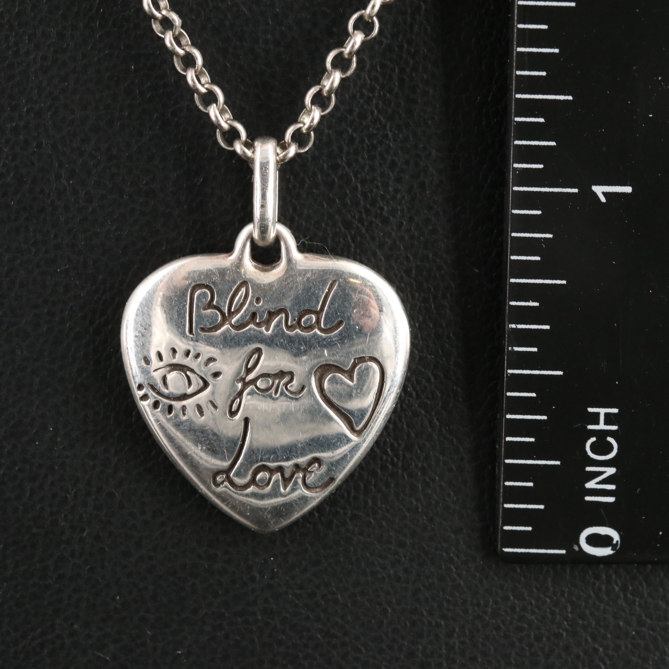 Gucci "Blind for Love" Sterling Heart Pendant Necklace