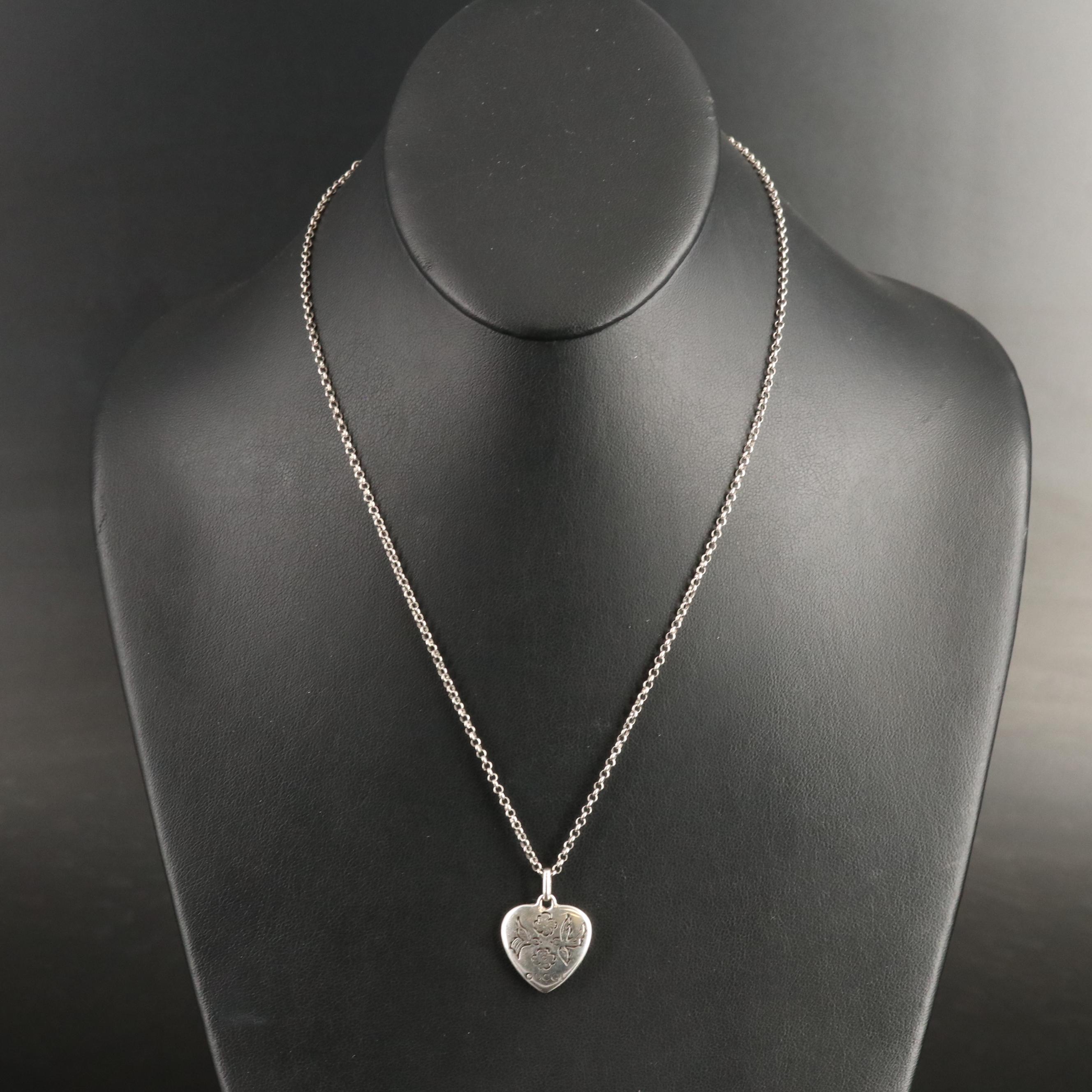 Gucci "Blind for Love" Sterling Heart Pendant Necklace