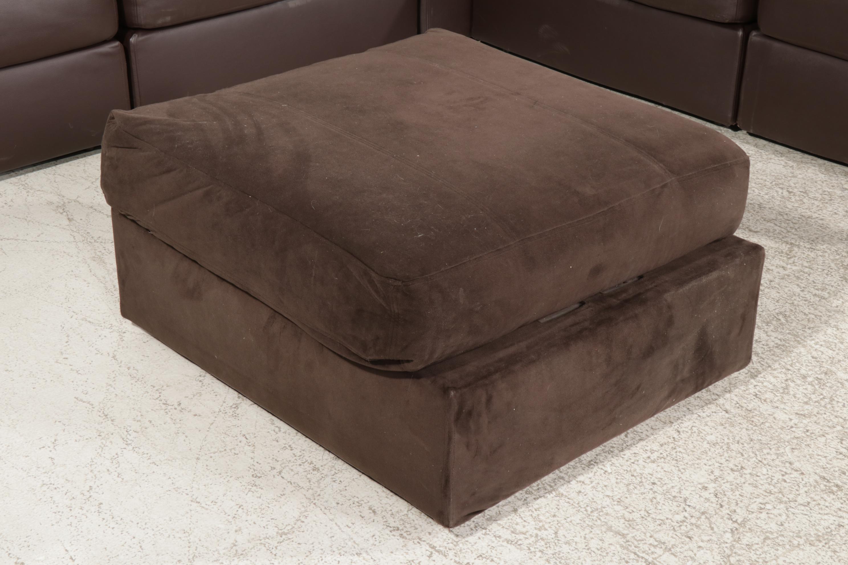 Lovesac Faux Brown Leather "Sactional" with Table and Ottoman