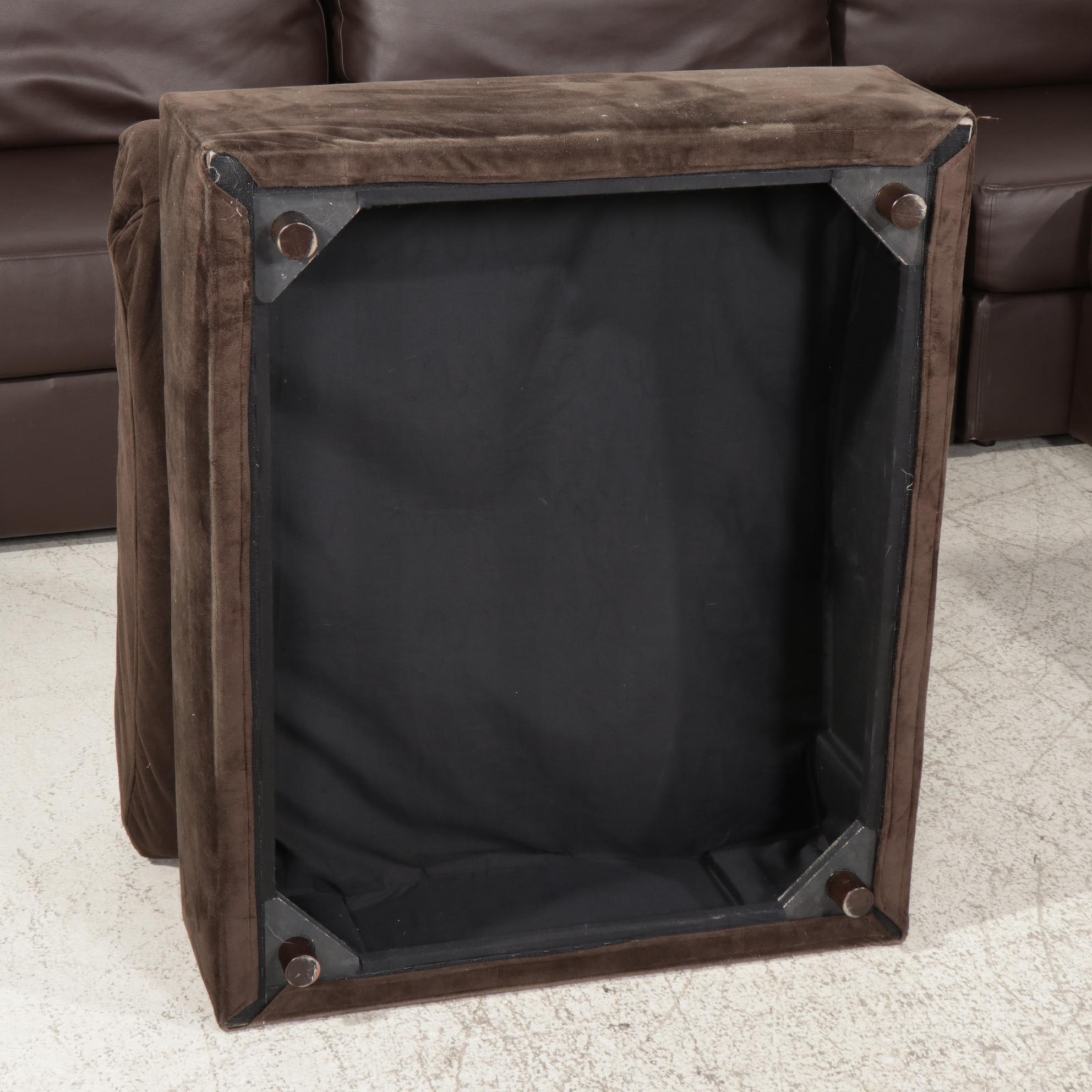 Lovesac Faux Brown Leather "Sactional" with Table and Ottoman