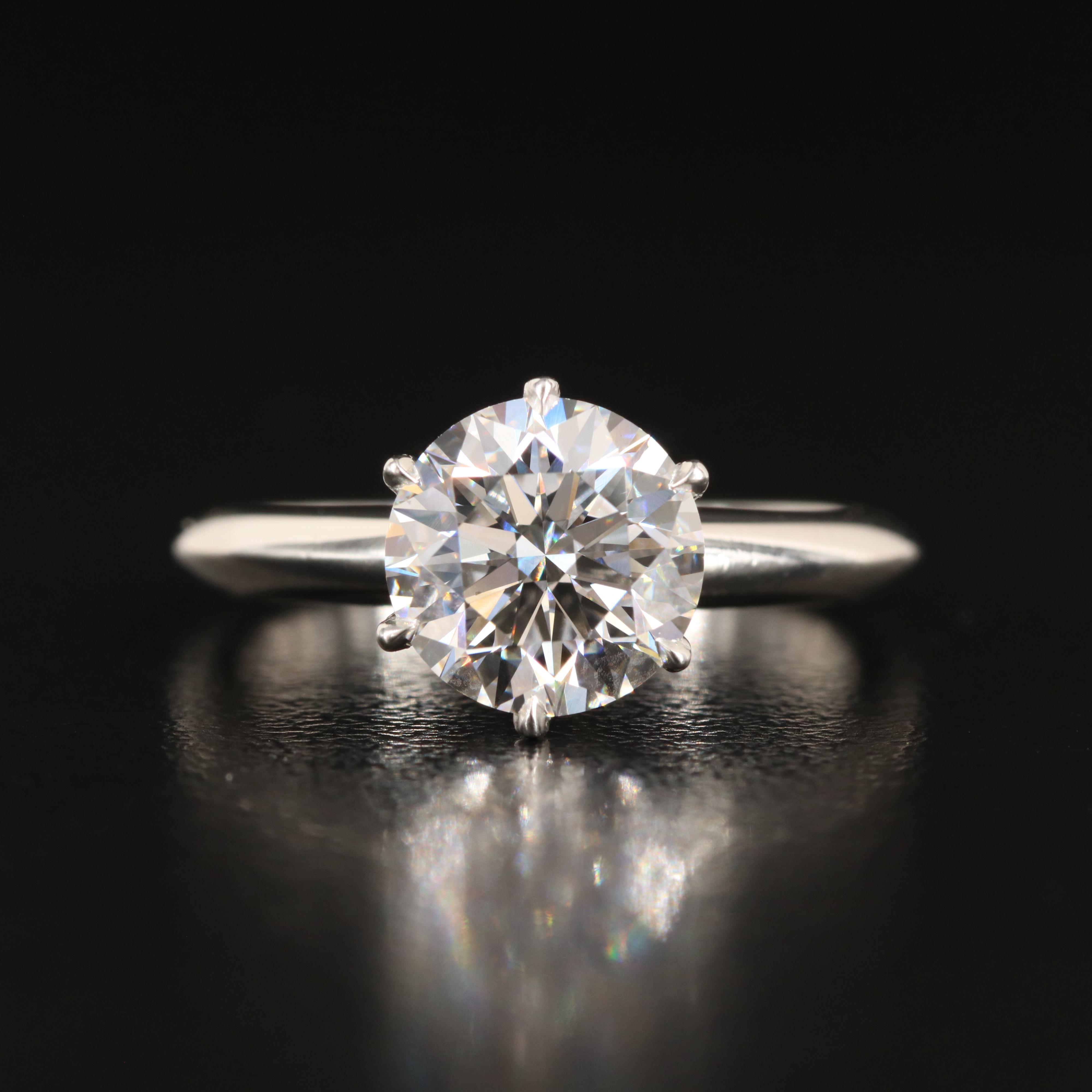 Tiffany & Co. Platinum Mount with Aftermarket 2.01 CT Lab Grown Diamond with IGI