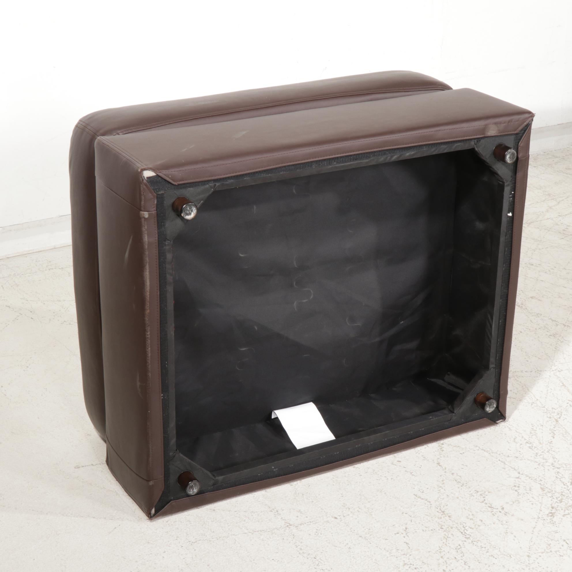 Lovesac Faux Brown Leather "Sactional" with Table and Ottoman