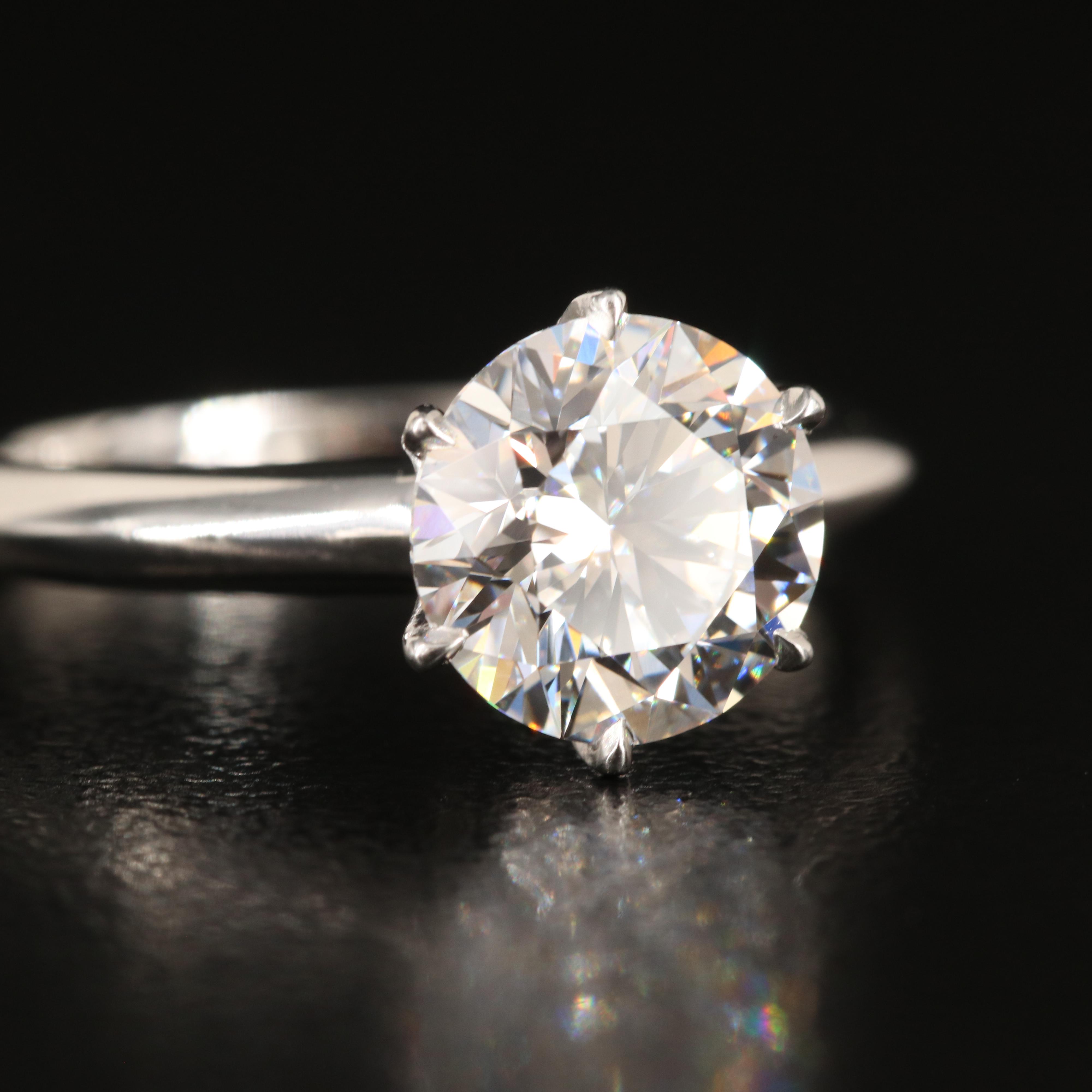 Tiffany & Co. Platinum Mount with Aftermarket 2.01 CT Lab Grown Diamond with IGI