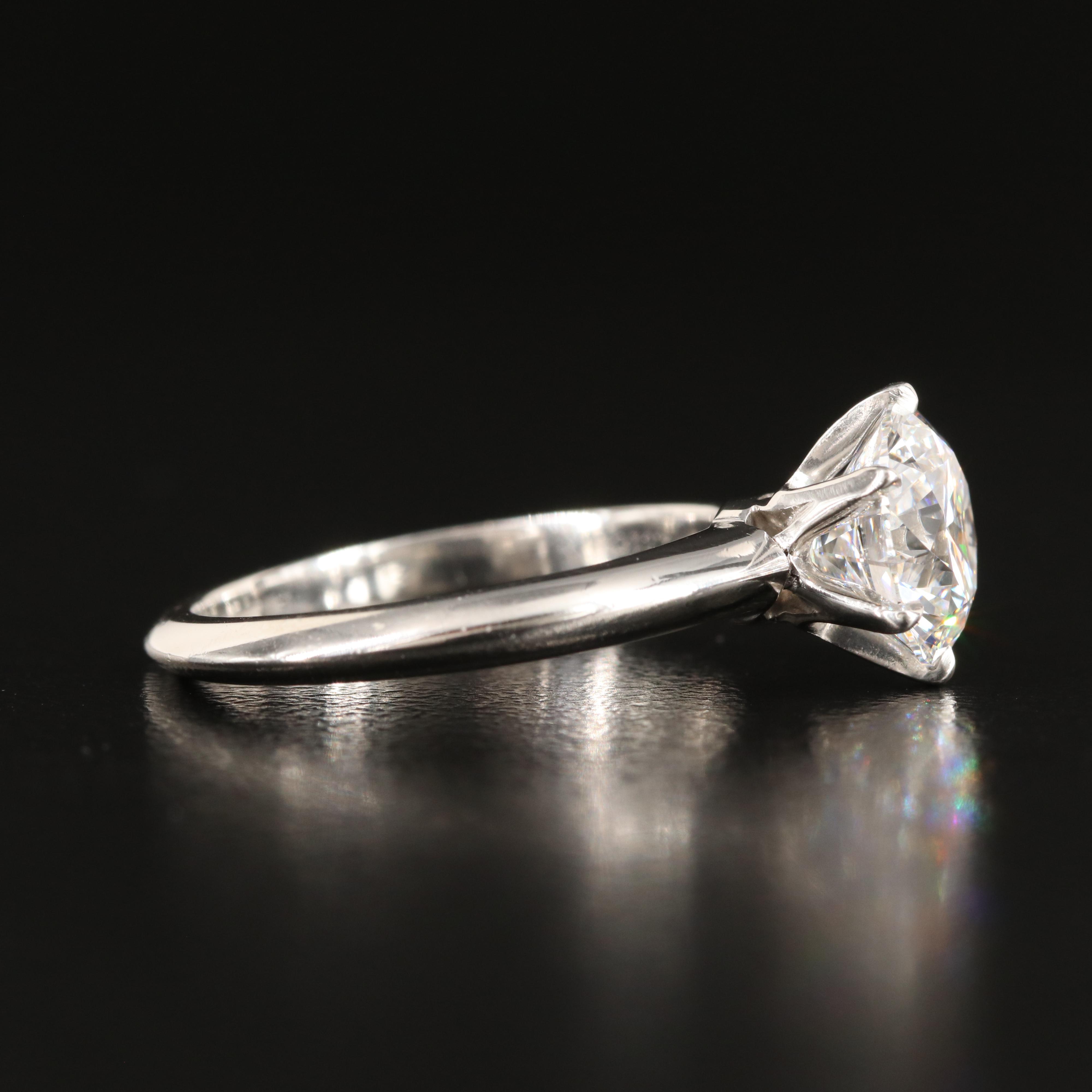 Tiffany & Co. Platinum Mount with Aftermarket 2.01 CT Lab Grown Diamond with IGI