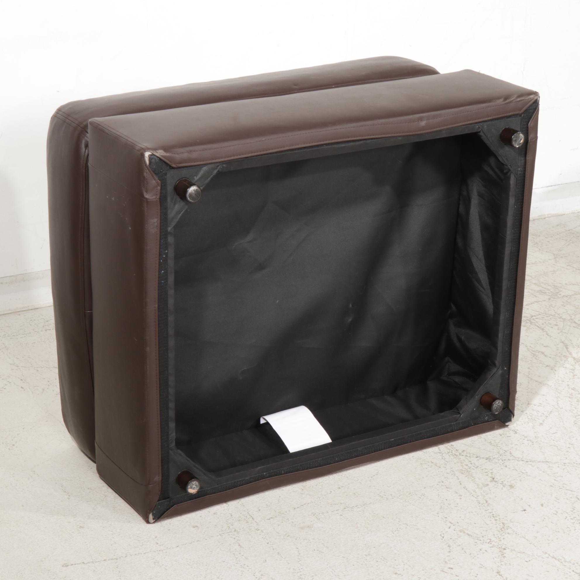 Lovesac Faux Brown Leather "Sactional" with Table and Ottoman