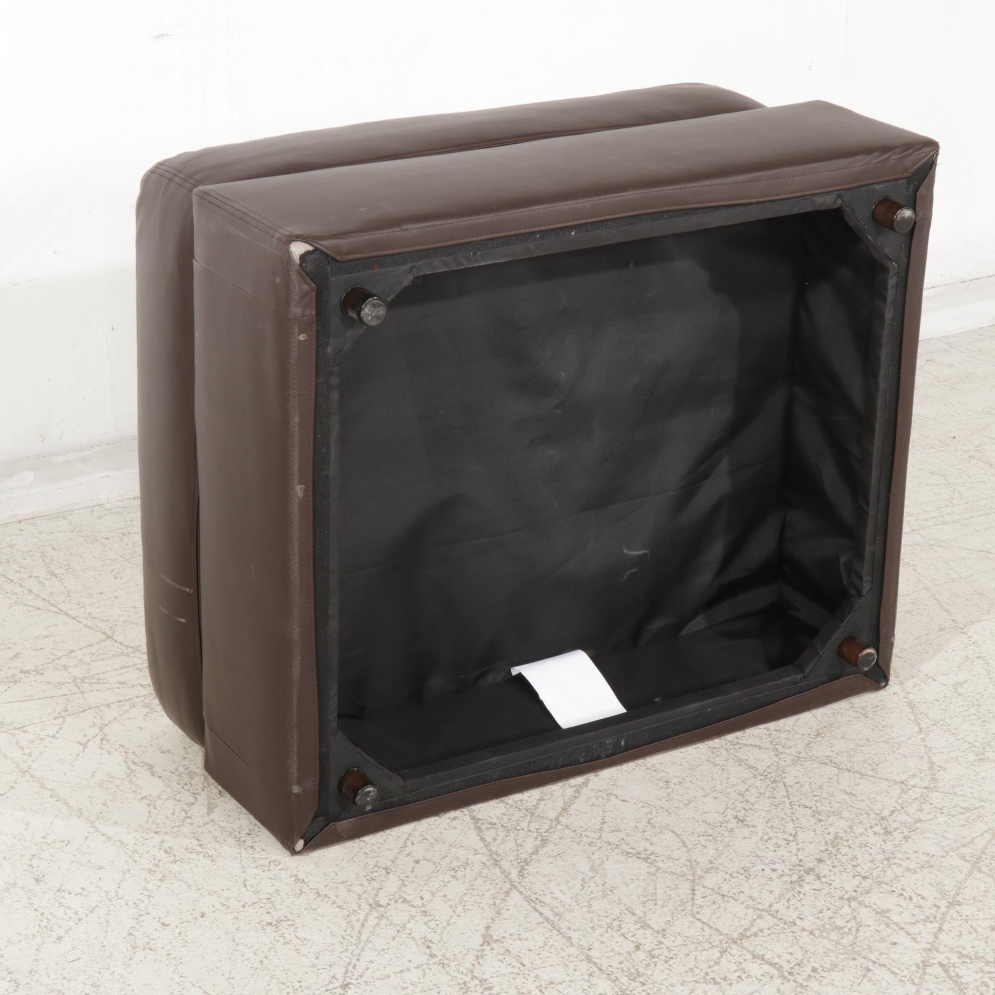 Lovesac Faux Brown Leather "Sactional" with Table and Ottoman