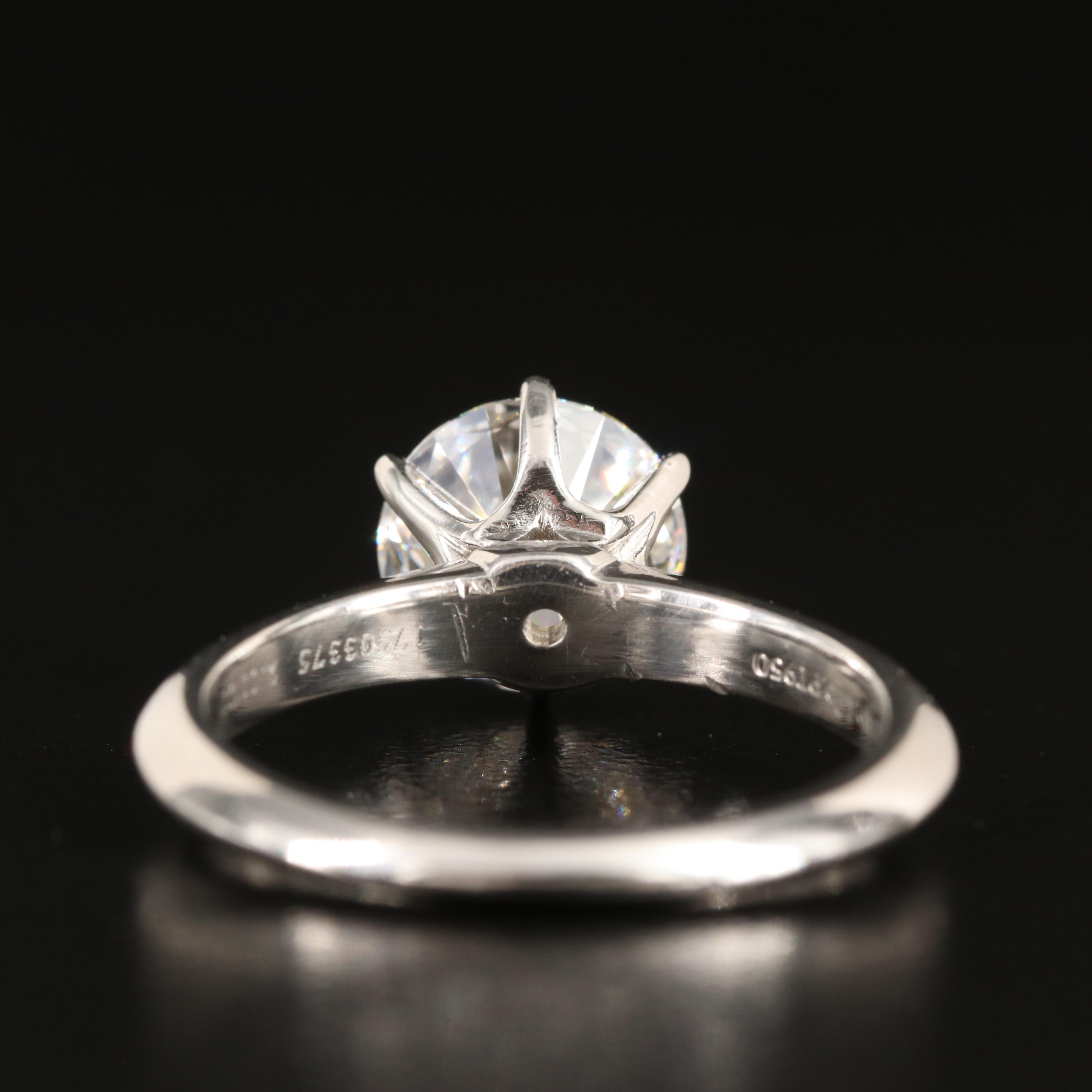 Tiffany & Co. Platinum Mount with Aftermarket 2.01 CT Lab Grown Diamond with IGI