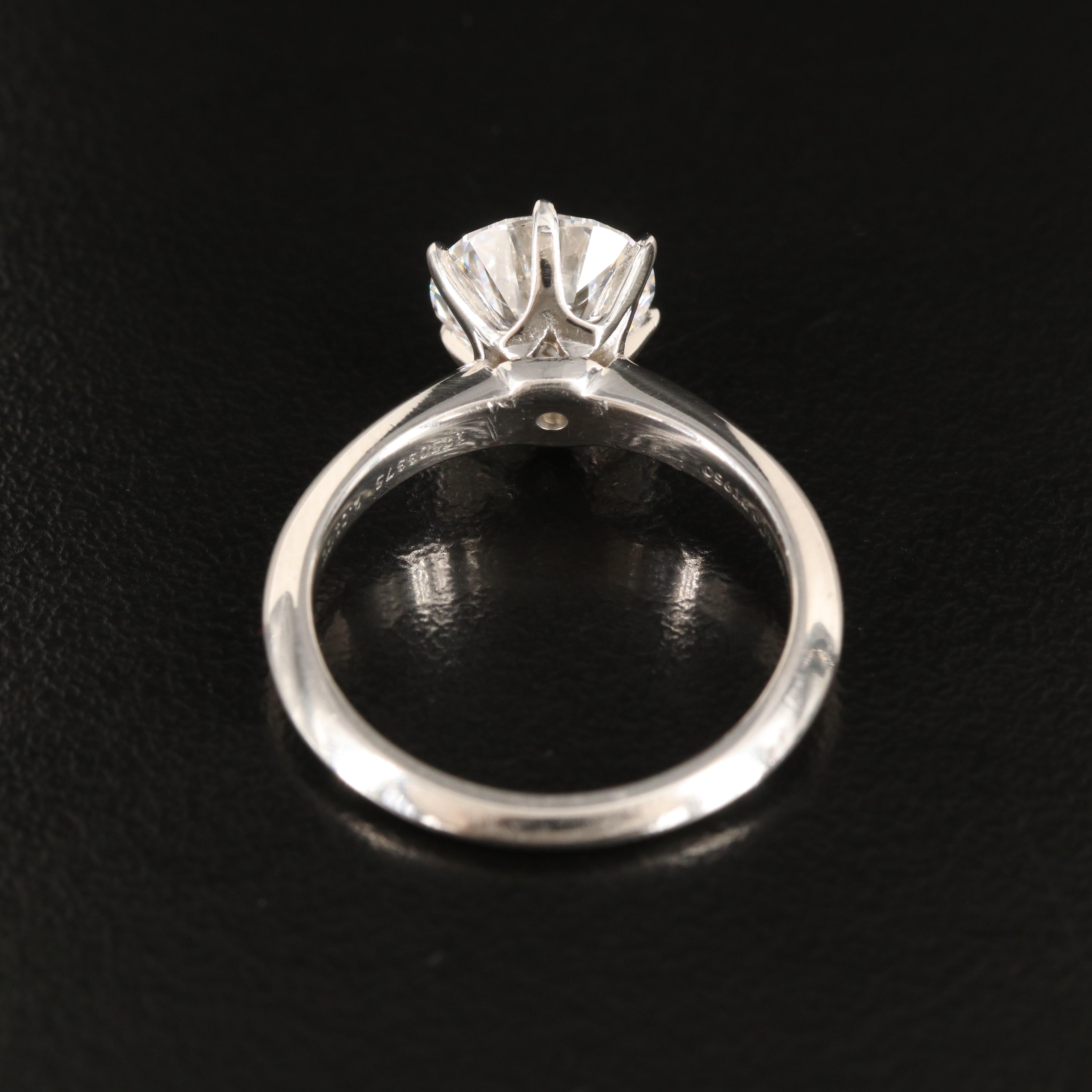 Tiffany & Co. Platinum Mount with Aftermarket 2.01 CT Lab Grown Diamond with IGI