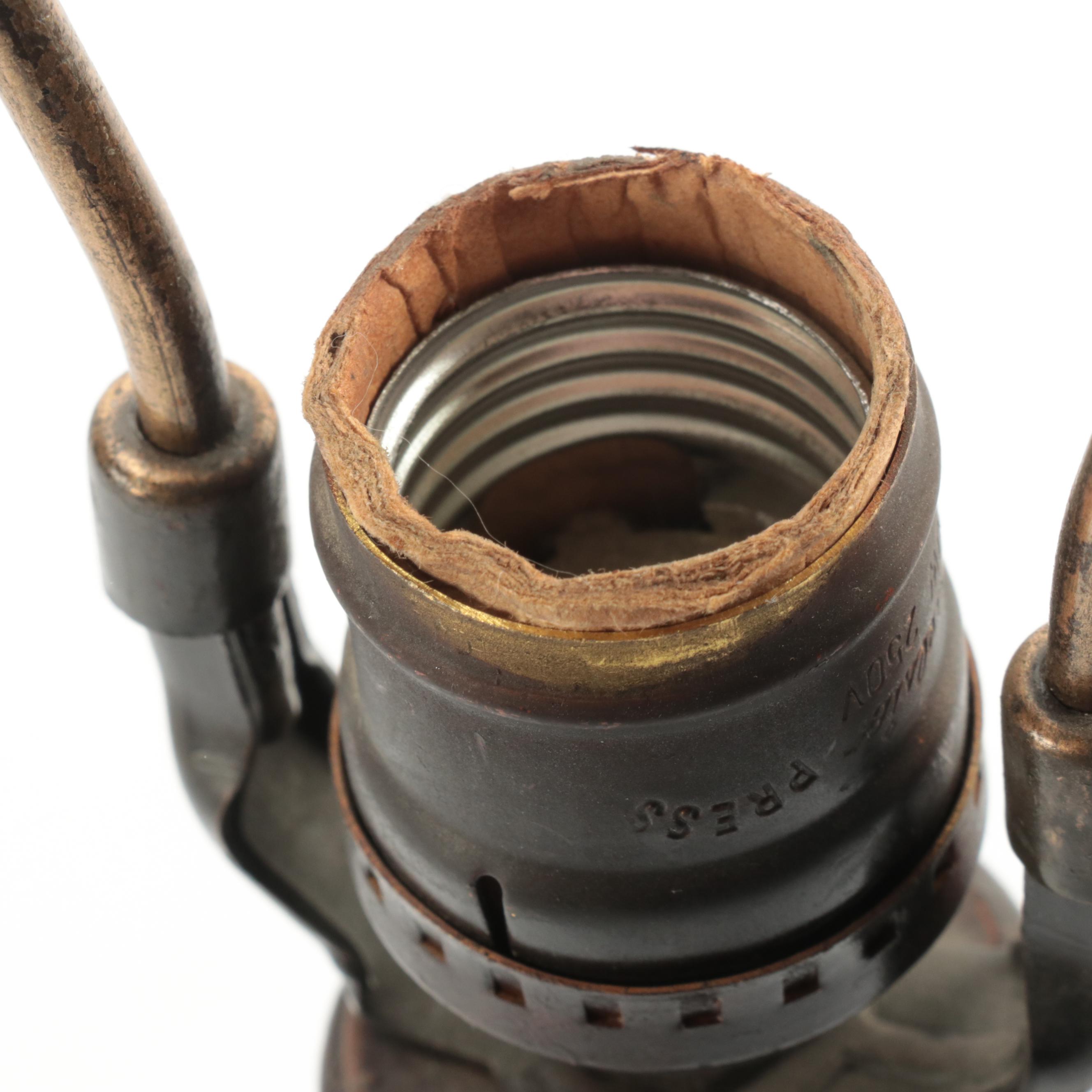 Art Nouveau Style Reverse Decorated Glass and Metal Table Lamp, Mid/Late 20th C.