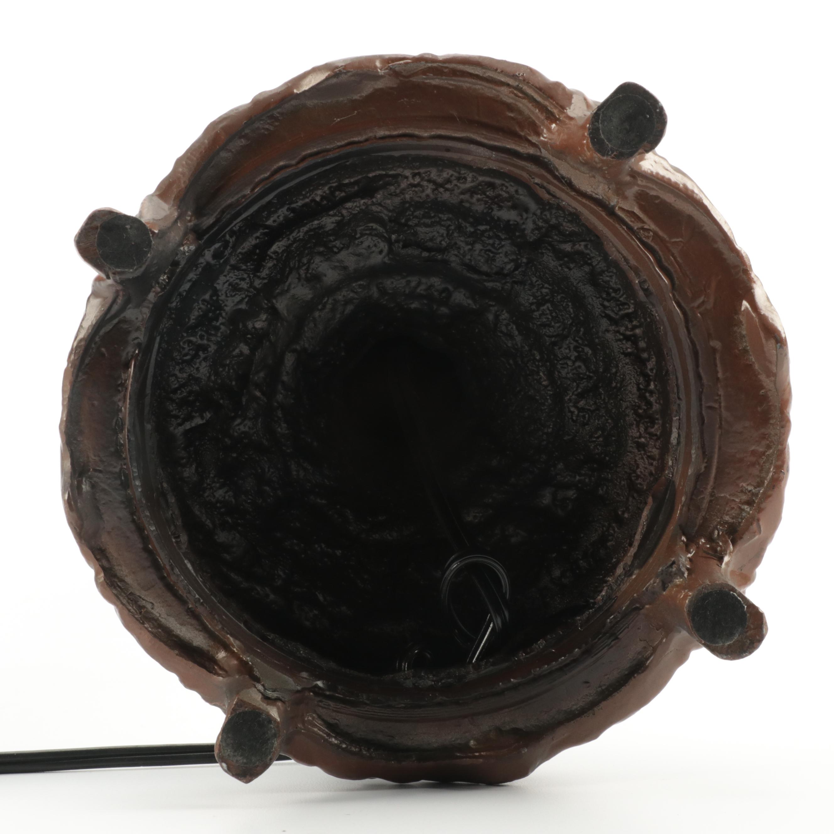 Art Nouveau Style Reverse Decorated Glass and Metal Table Lamp, Mid/Late 20th C.