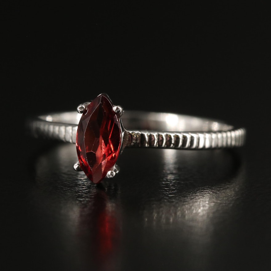 Sterling Garnet Solitaire Ring