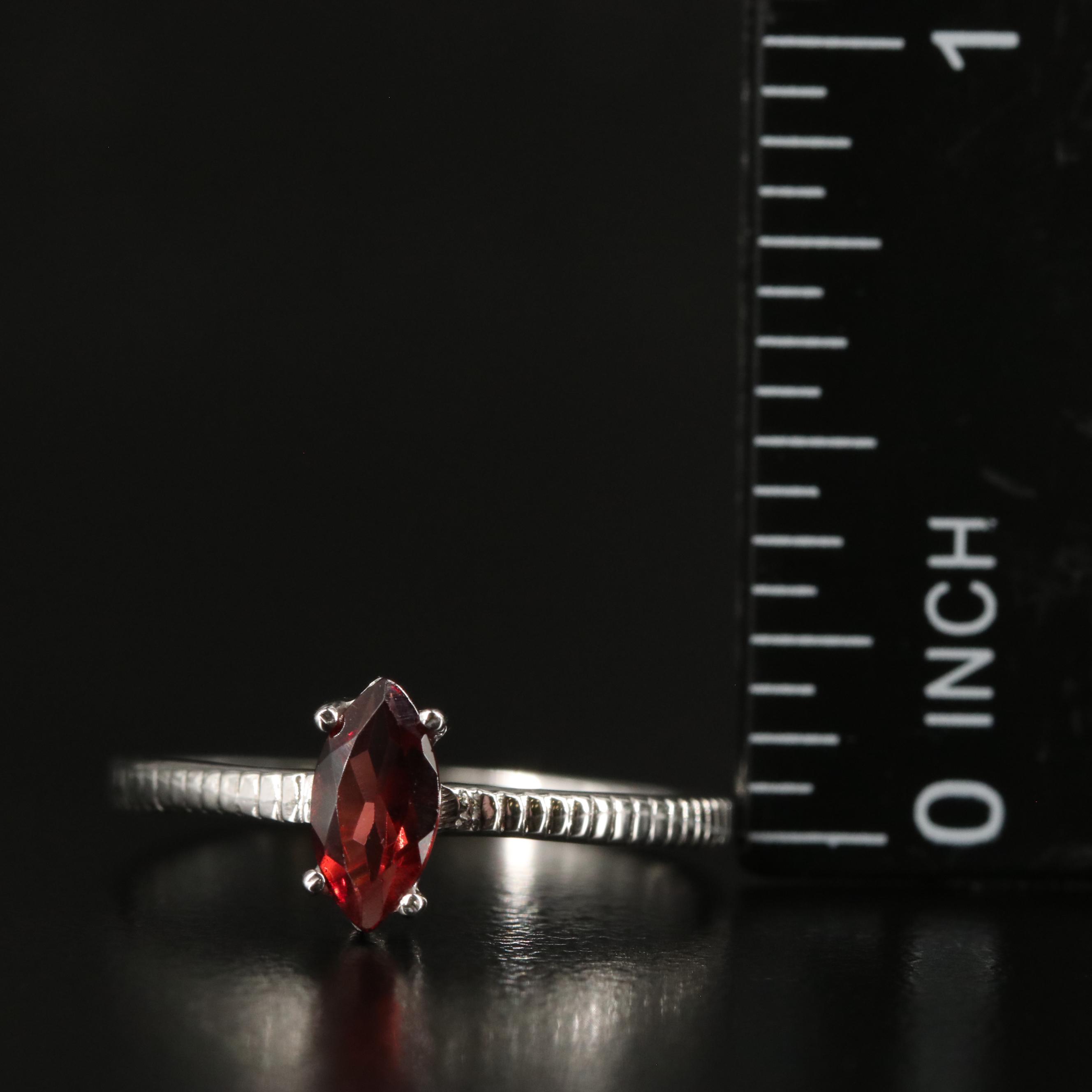 Sterling Garnet Solitaire Ring
