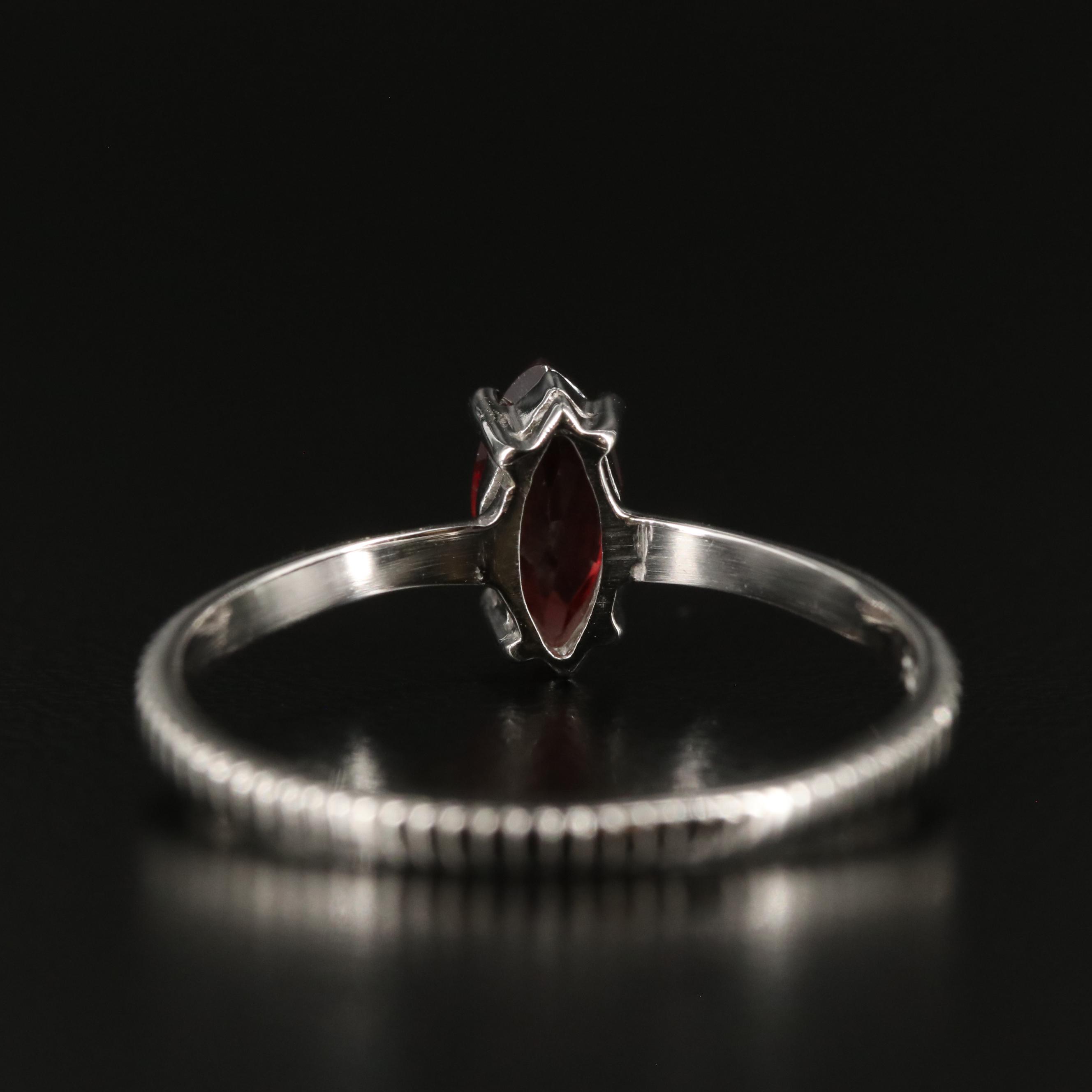 Sterling Garnet Solitaire Ring