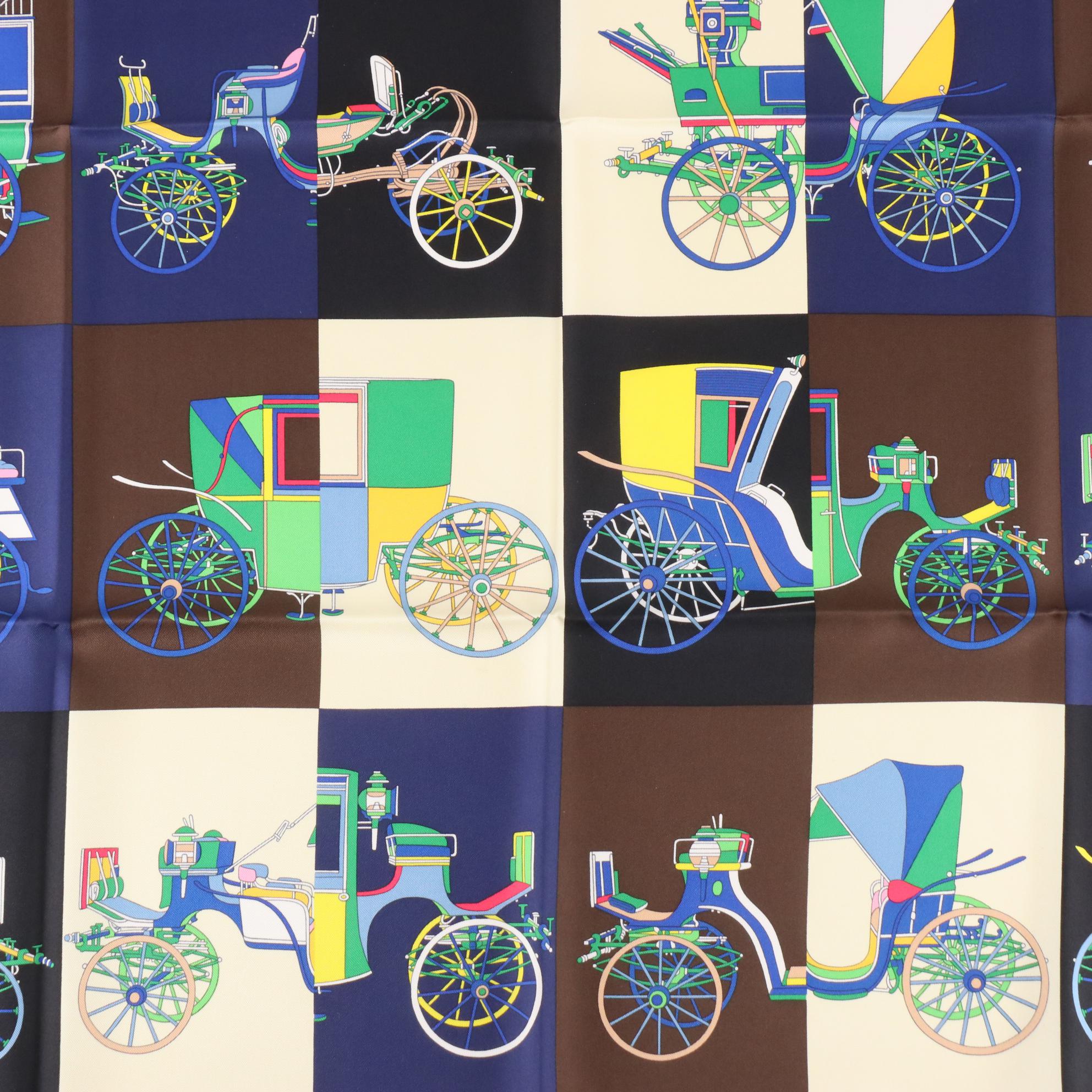 Hermès "Voitures Exquises" Scarf 90 in Silk Twill with Box