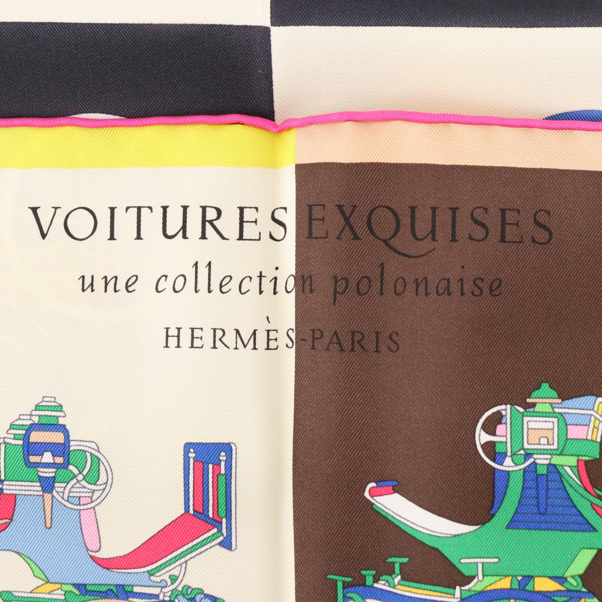 Hermès "Voitures Exquises" Scarf 90 in Silk Twill with Box