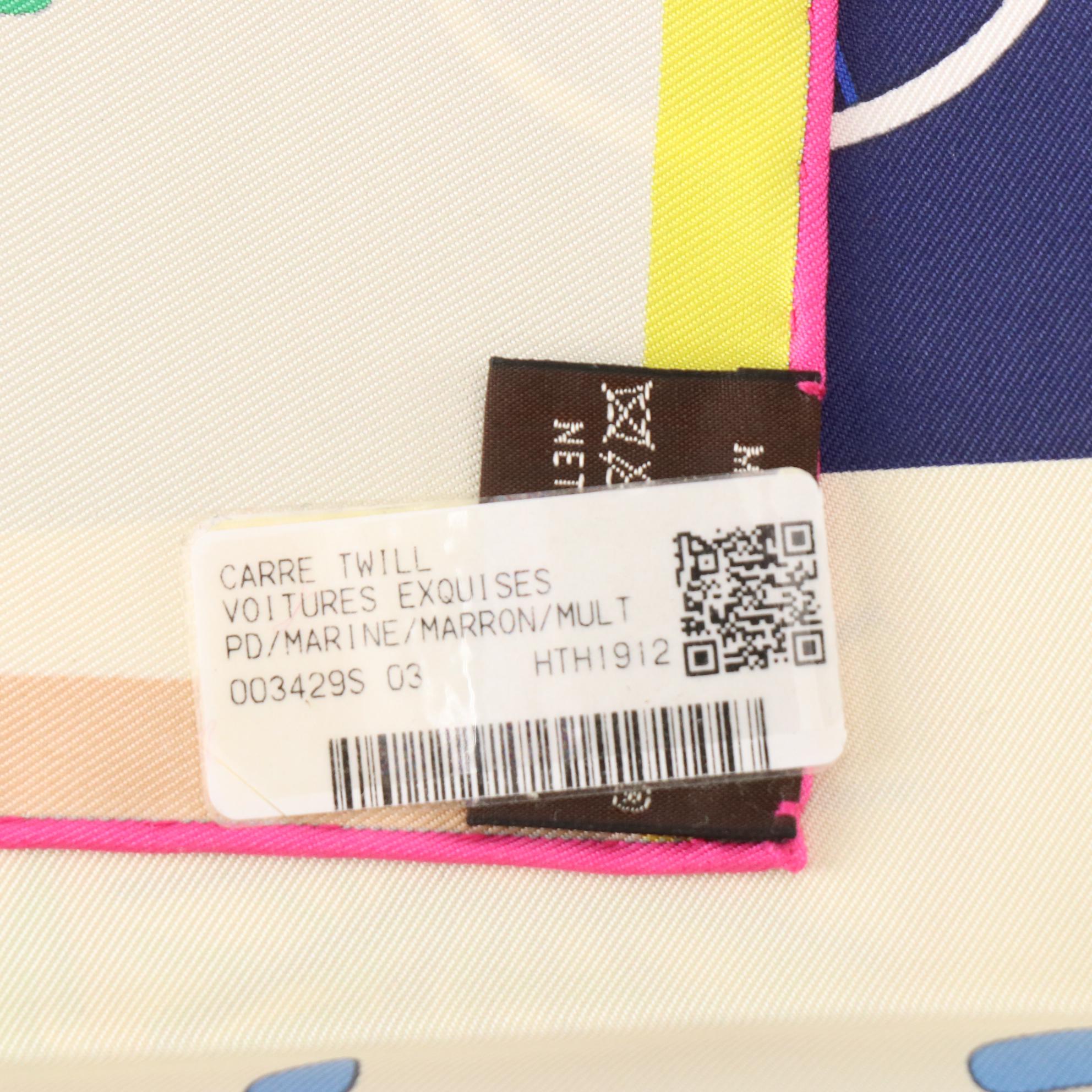 Hermès "Voitures Exquises" Scarf 90 in Silk Twill with Box