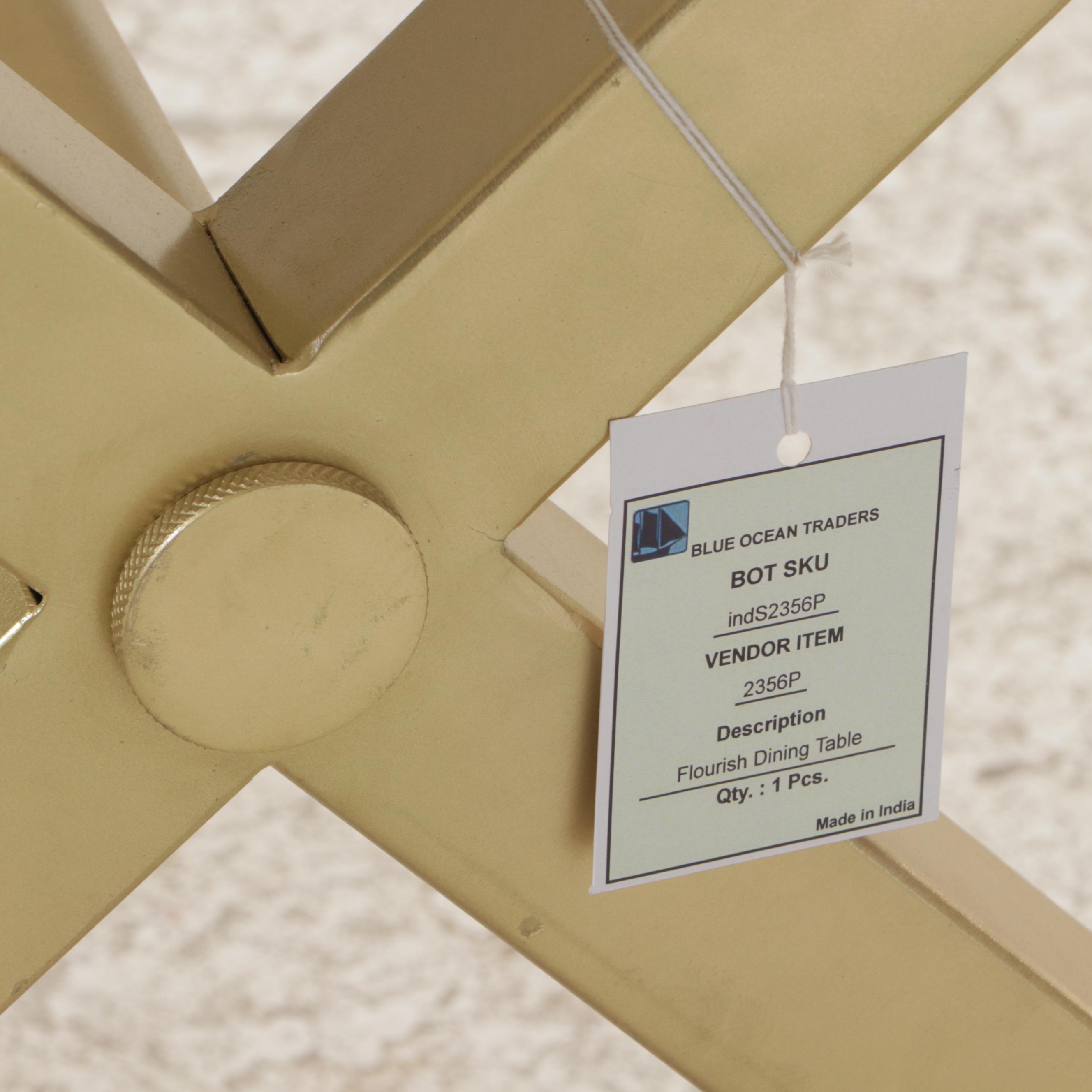 Contemporary White and GoldPainted XBase Trestle Dining Table EBTH