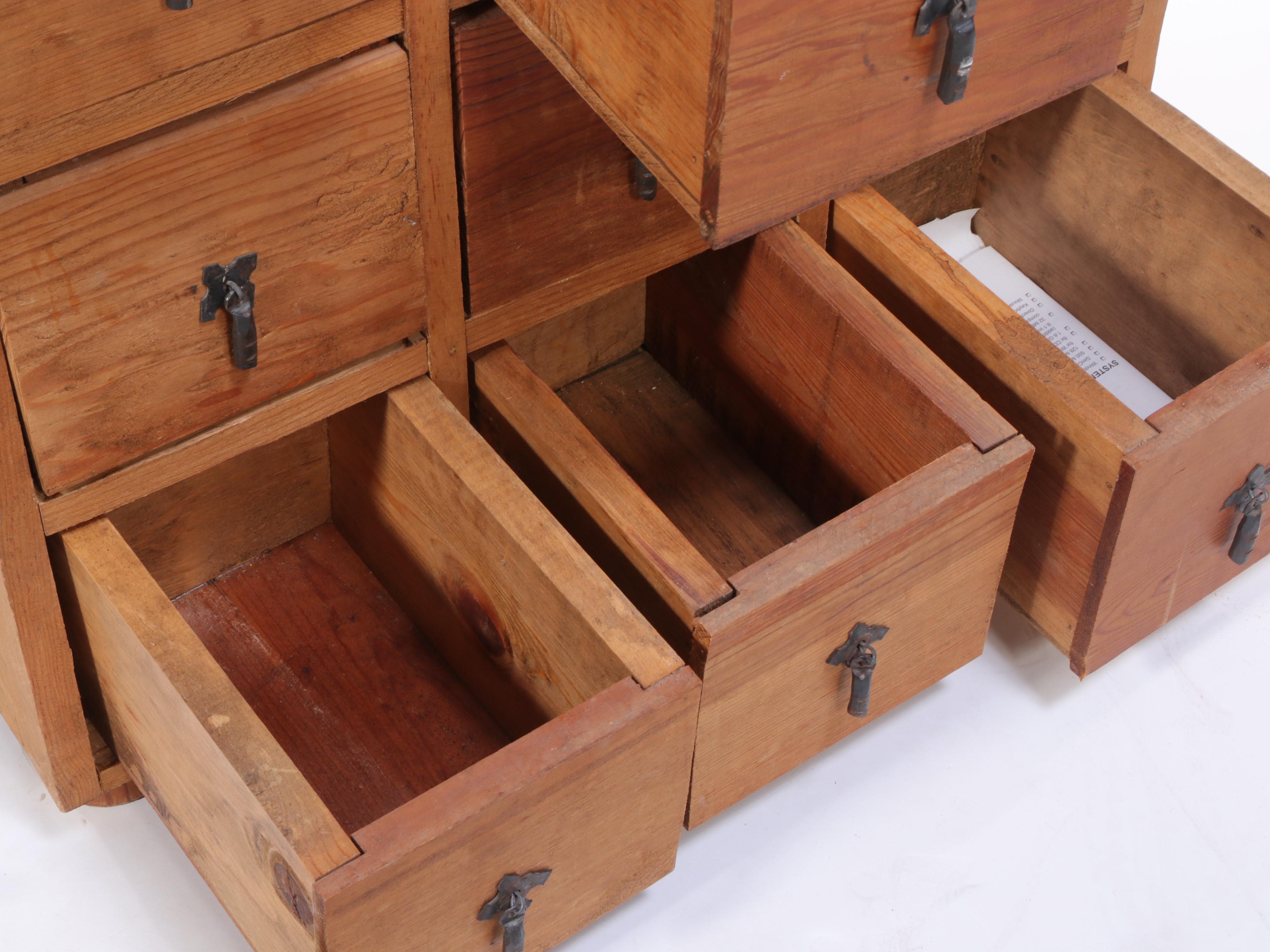 Pine Apothecary Style Chest of 12 Drawers