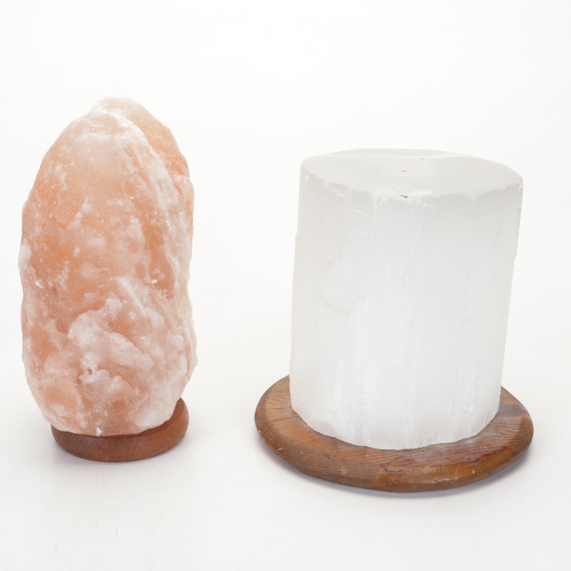 Pink Salt Lamp, Selenite Lamp, Fossils, Minerals, Shells and Mythology Books