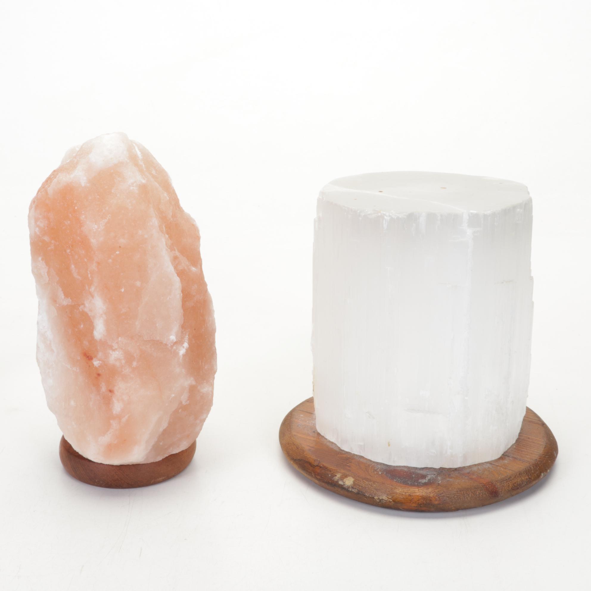 Pink Salt Lamp, Selenite Lamp, Fossils, Minerals, Shells and Mythology Books