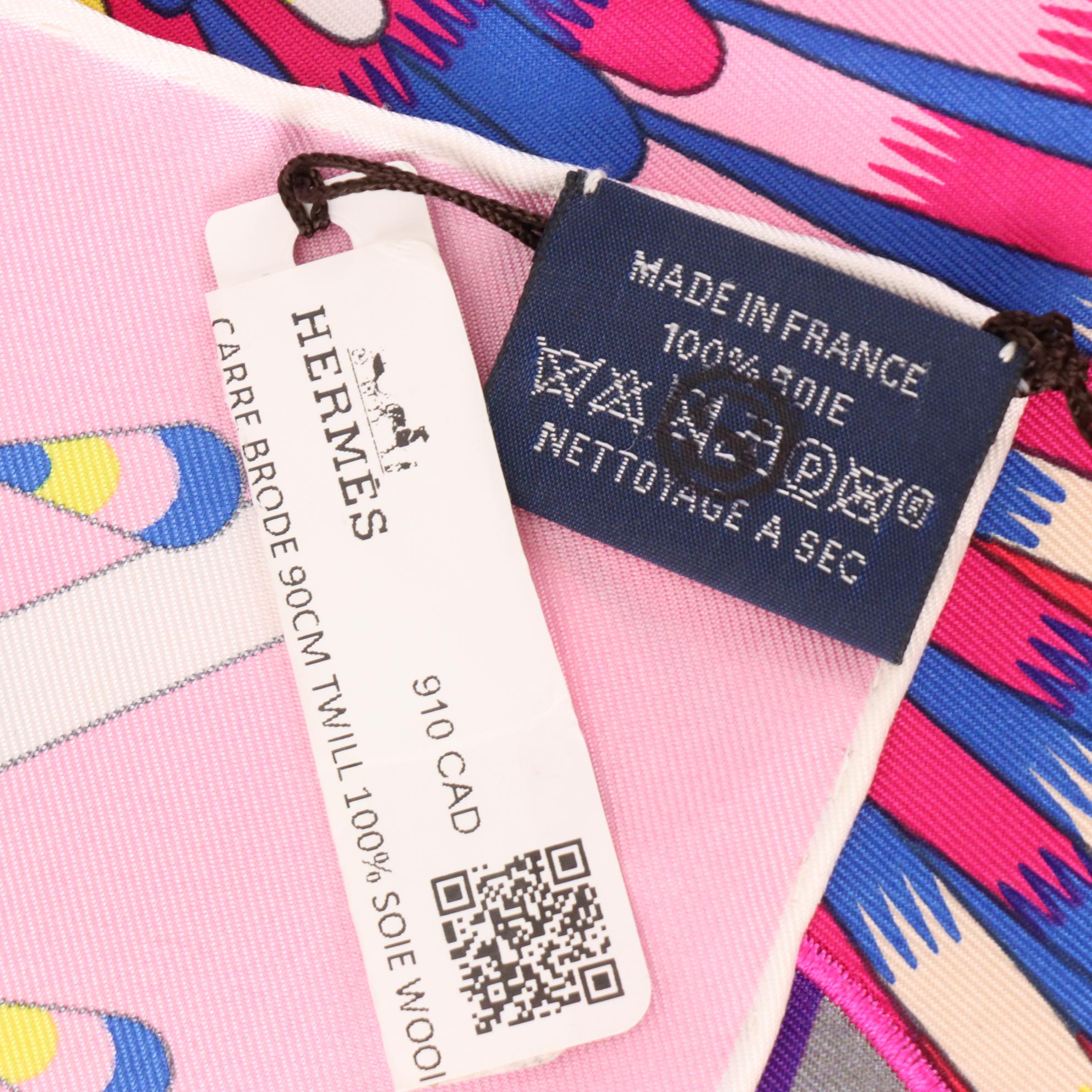 Hermès "Woof Woof La Source de Pegase" Scarf 90 in Silk Twill with Box