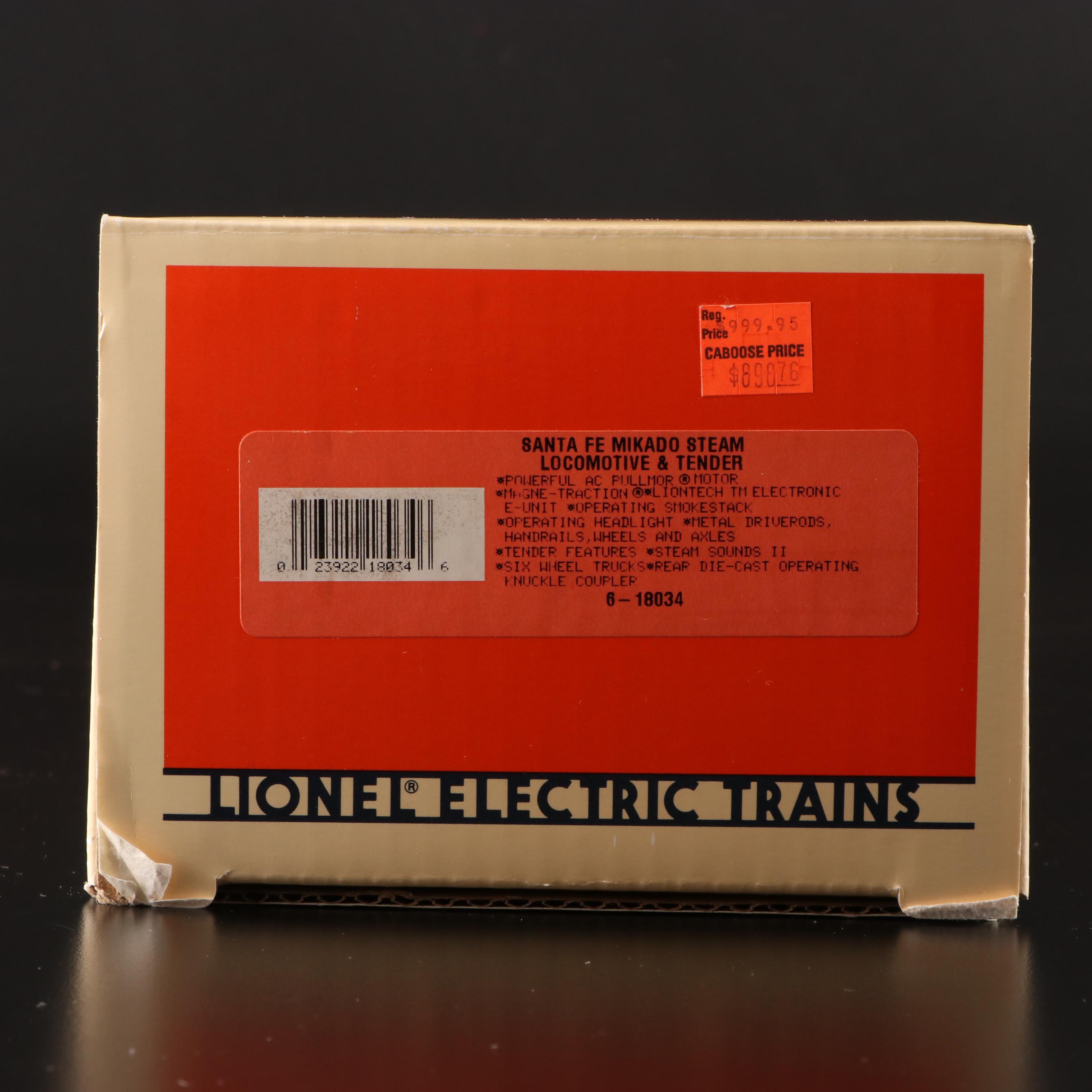 Lionel Trains Santa Fe Mikado Steam Locomotive and Tender Car with Caboose