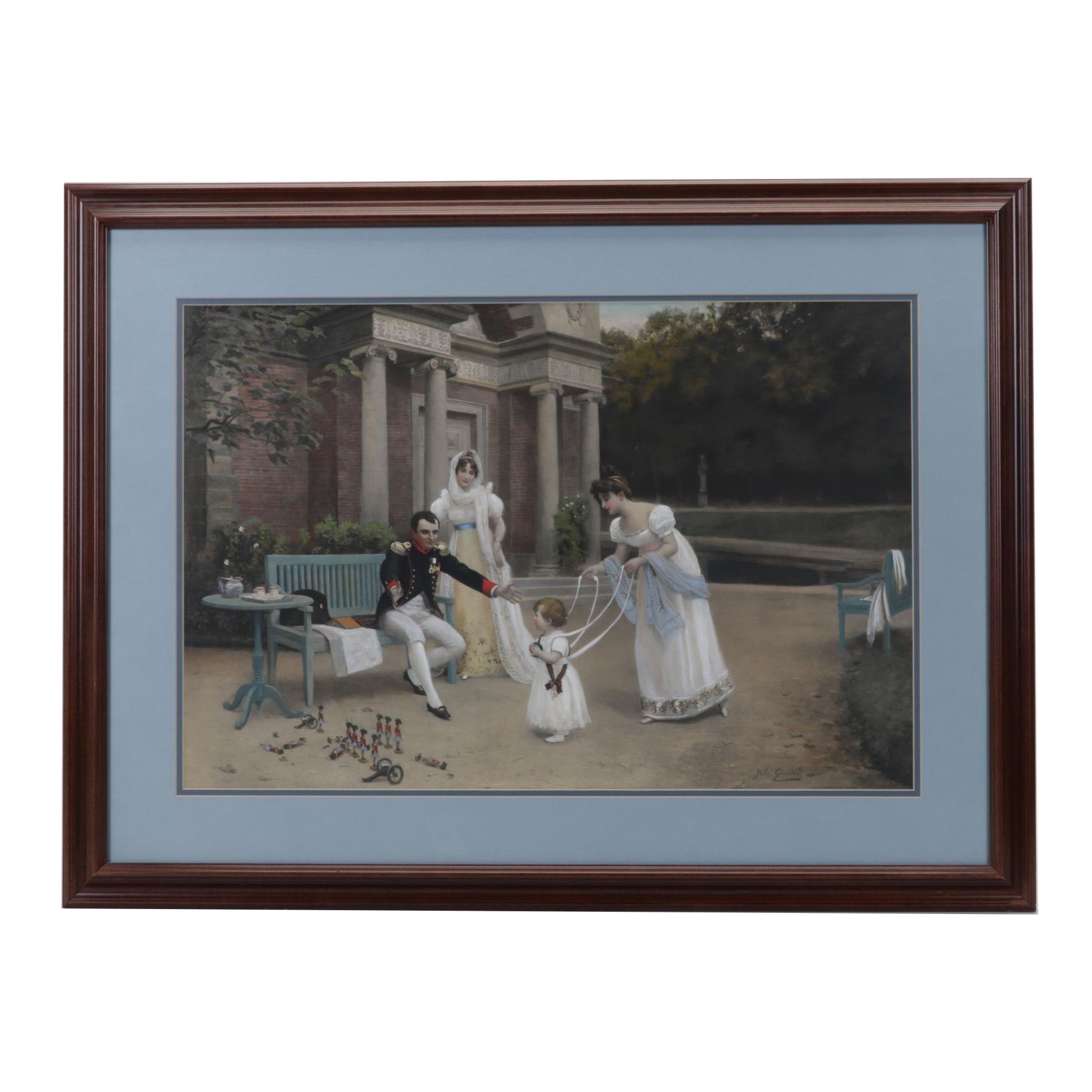 Hand-Colored Photogravure After Girardet "The First Steps of the King of Rome"