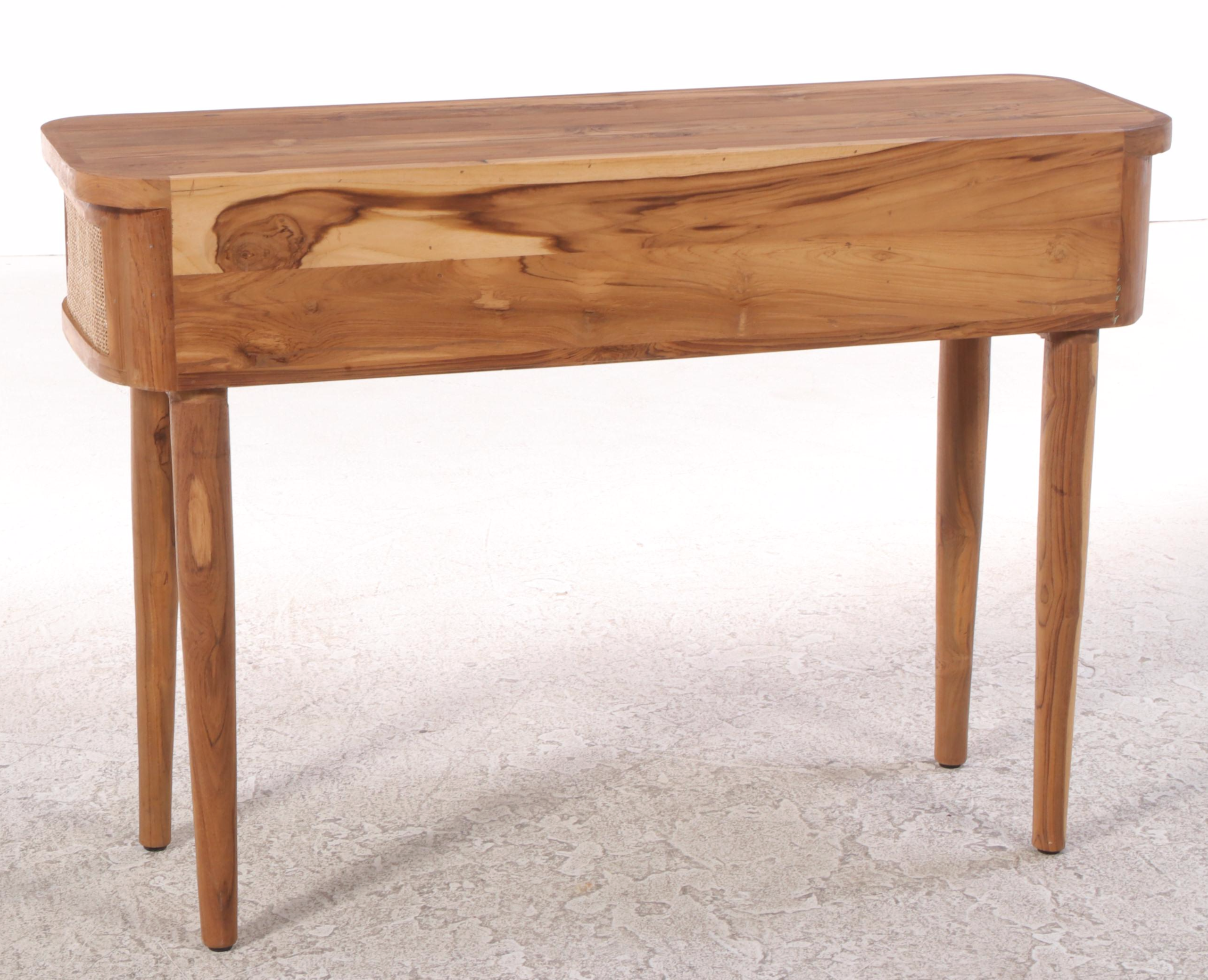 Contemporary Caned and Wooden Desk