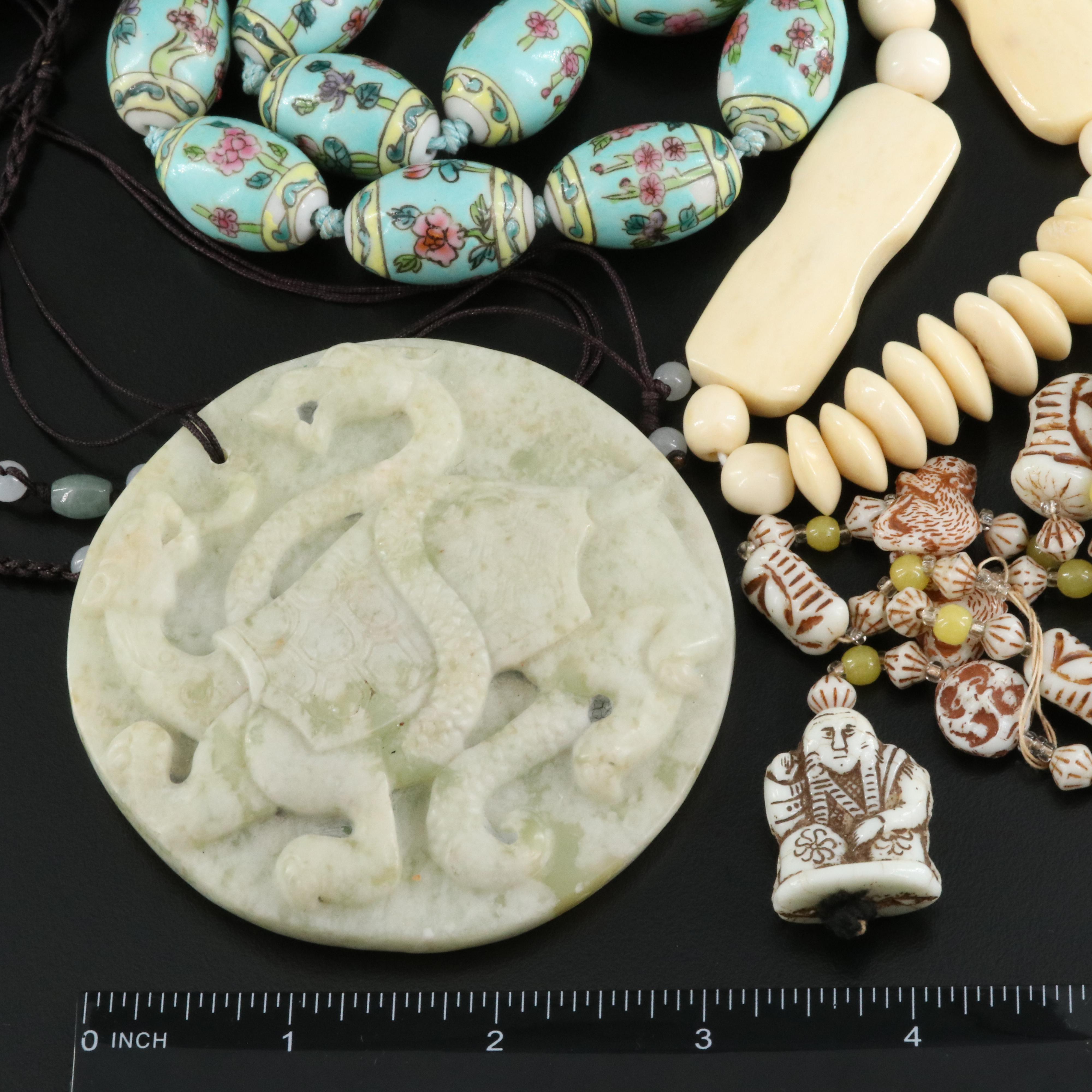 Necklaces and Bracelets Including Bone, Glass and Faux Cinnabar