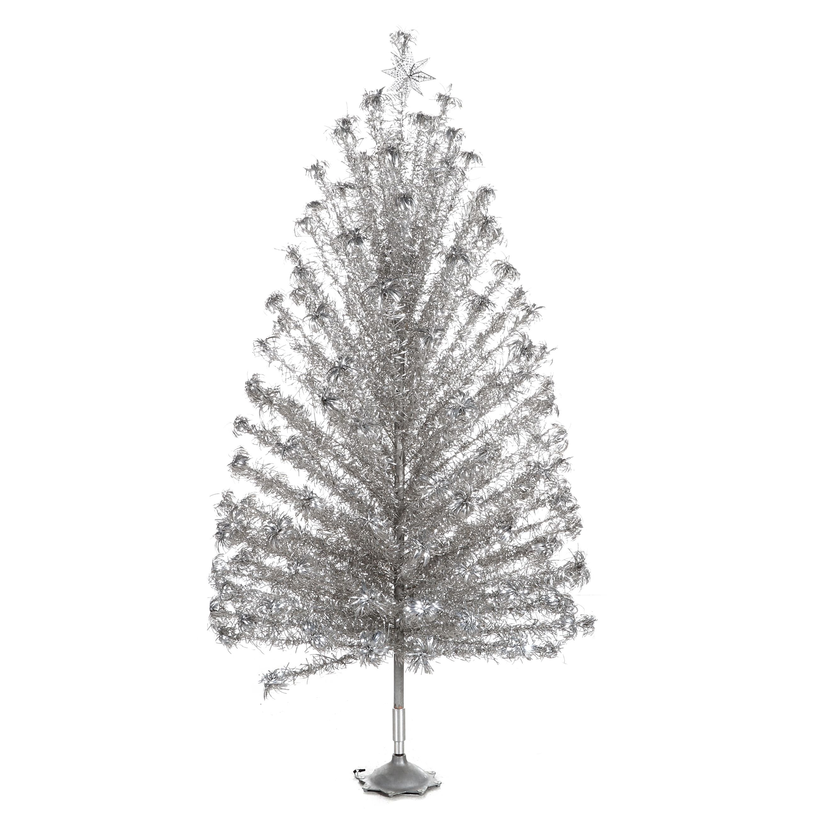 Aluminum Christmas Tree with Revolving Stand, Mid-20th Century