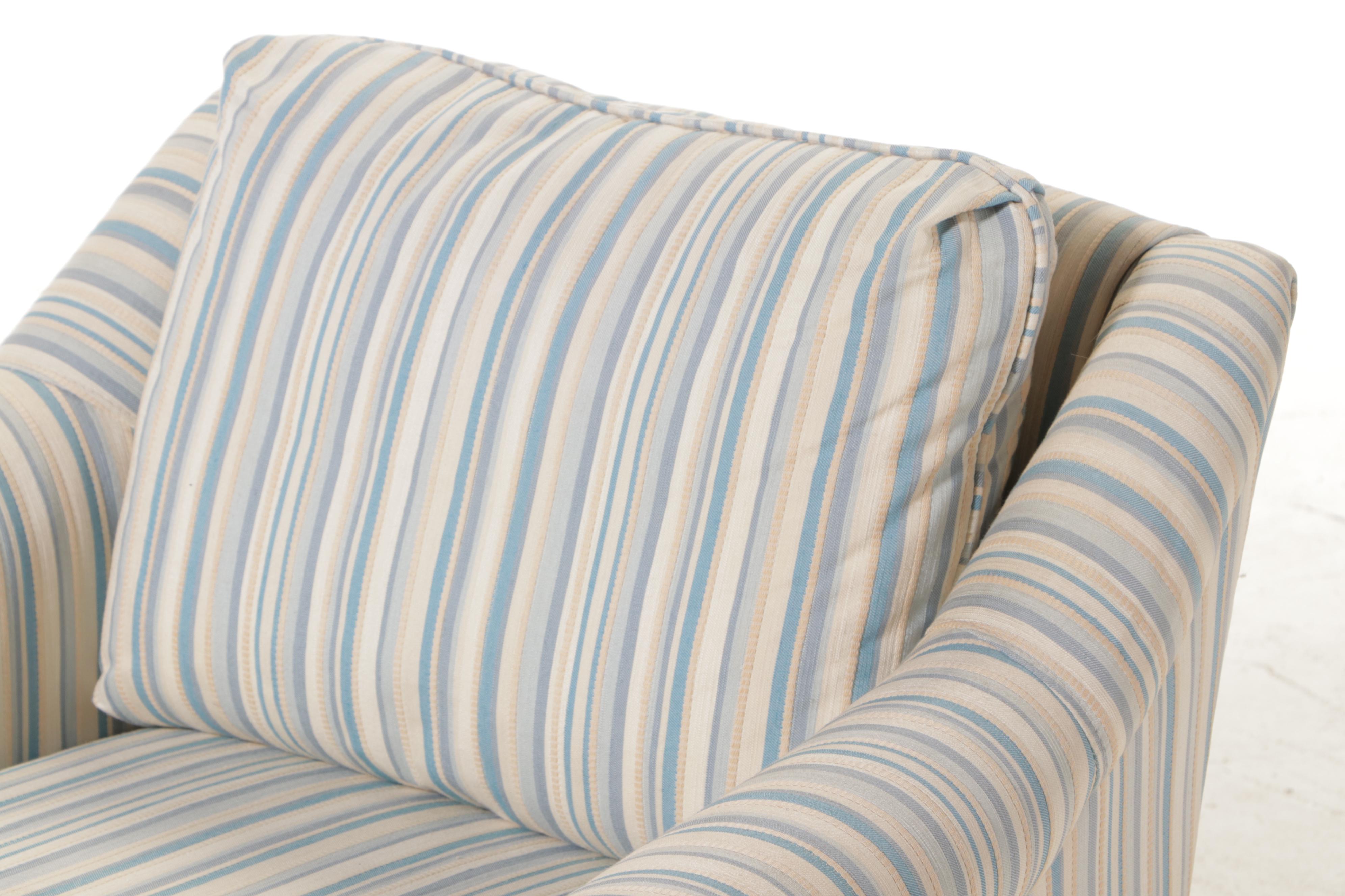 Pair of Highland House Custom-Upholstered Roll-Arm Armchairs